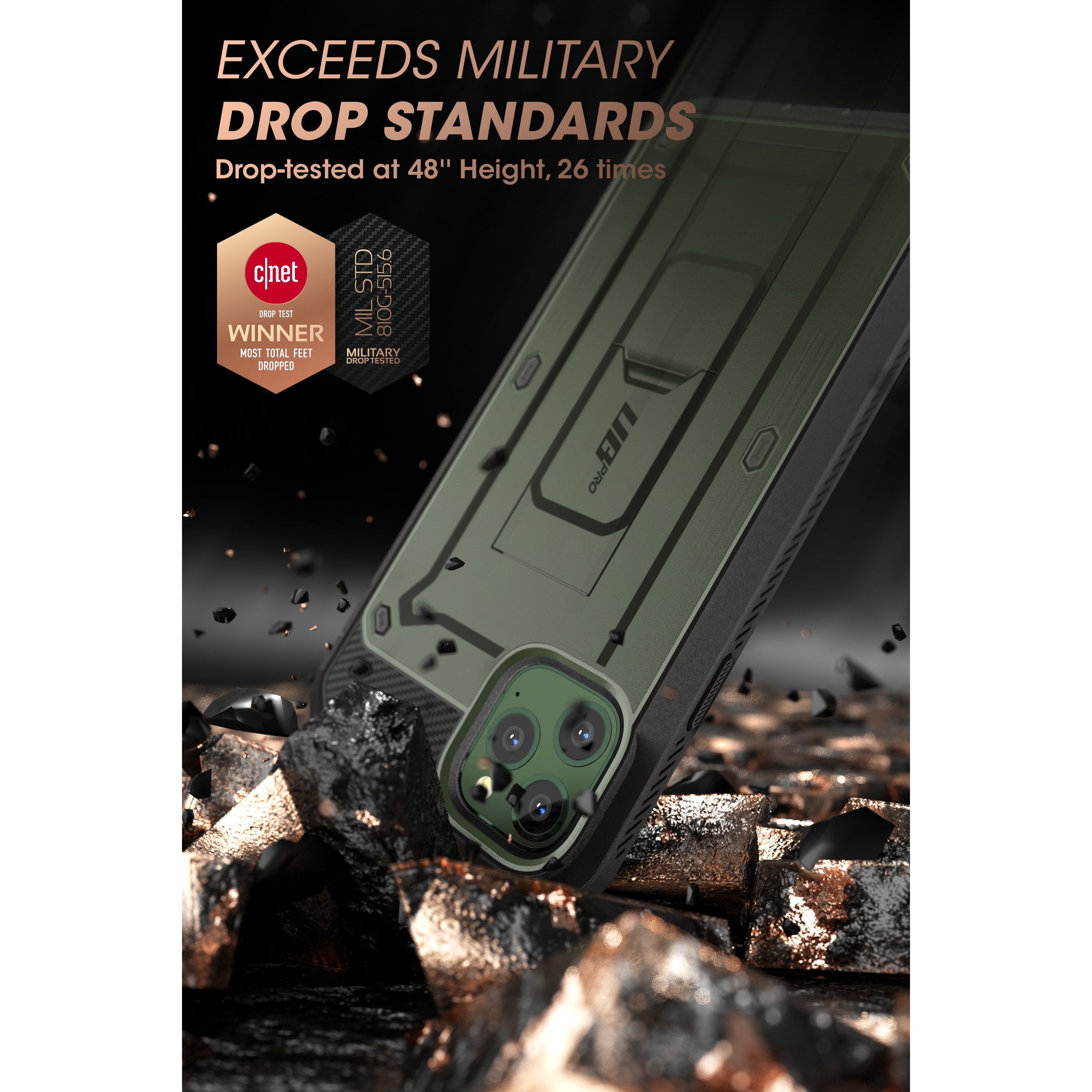Apple iPhone 11 Pro Max 6.5 Inch Unicorn Beetle Pro Series Rugged Protective Case - Shockproof & Drop Proof with Built-in Screen Protector - Metallic Green - Perfect for Outdoor, Work & Extreme Sports
