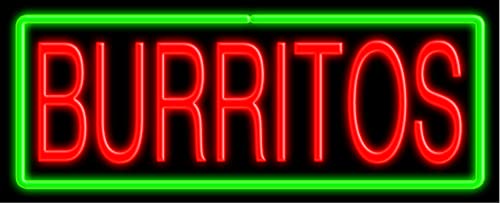 Vintage Burritos Glass Neon Sign #10185 – Handcrafted in USA | Perfect for Bar, Restaurant & Home Decor