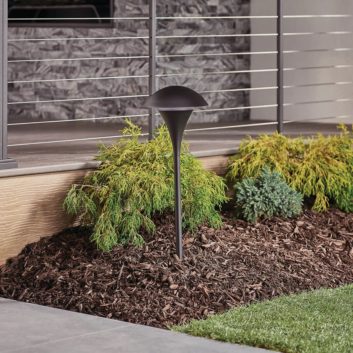 120V Large Solar Eclipse Path Light - Textured Black Finish - Outdoor Landscape Lighting for Garden, Walkway, and Driveway