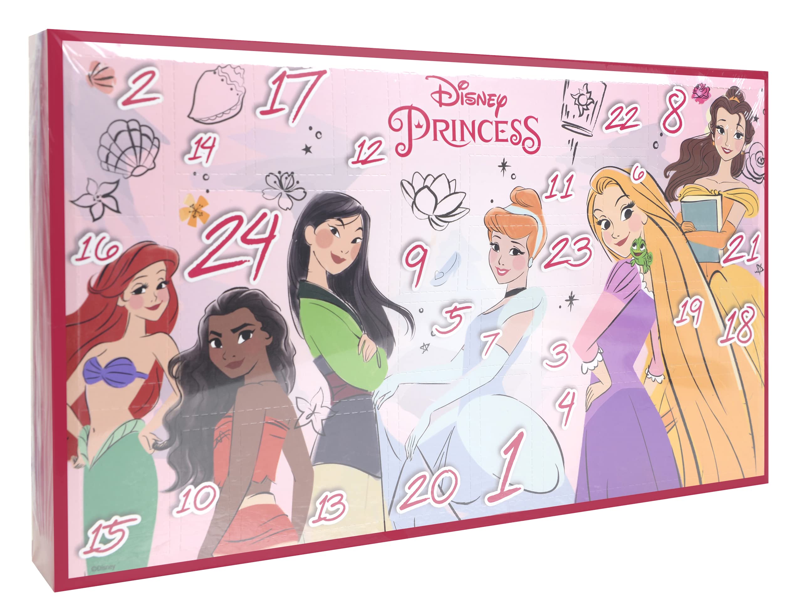 Disney Princess Advent Calendar - 24 Days Makeup Set with Fun Princess Cosmetics, Colorful Accessories & Toys, Perfect Gift for Girls - Birthday, Christmas & Party Makeup Play