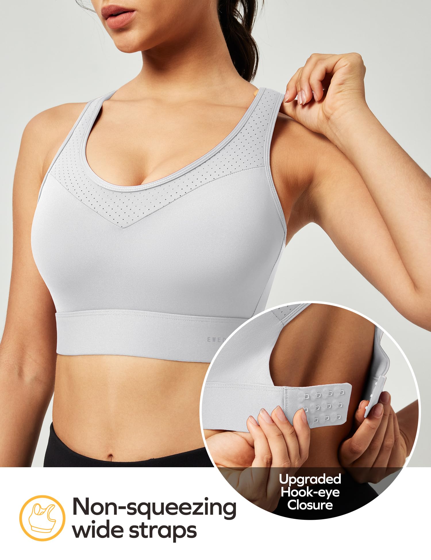 High Impact Sports Bras for Women - Maximum Support Push Up Workout Running Bra for Large Bust - Racerback Design for Gym, Yoga & Active Lifestyle