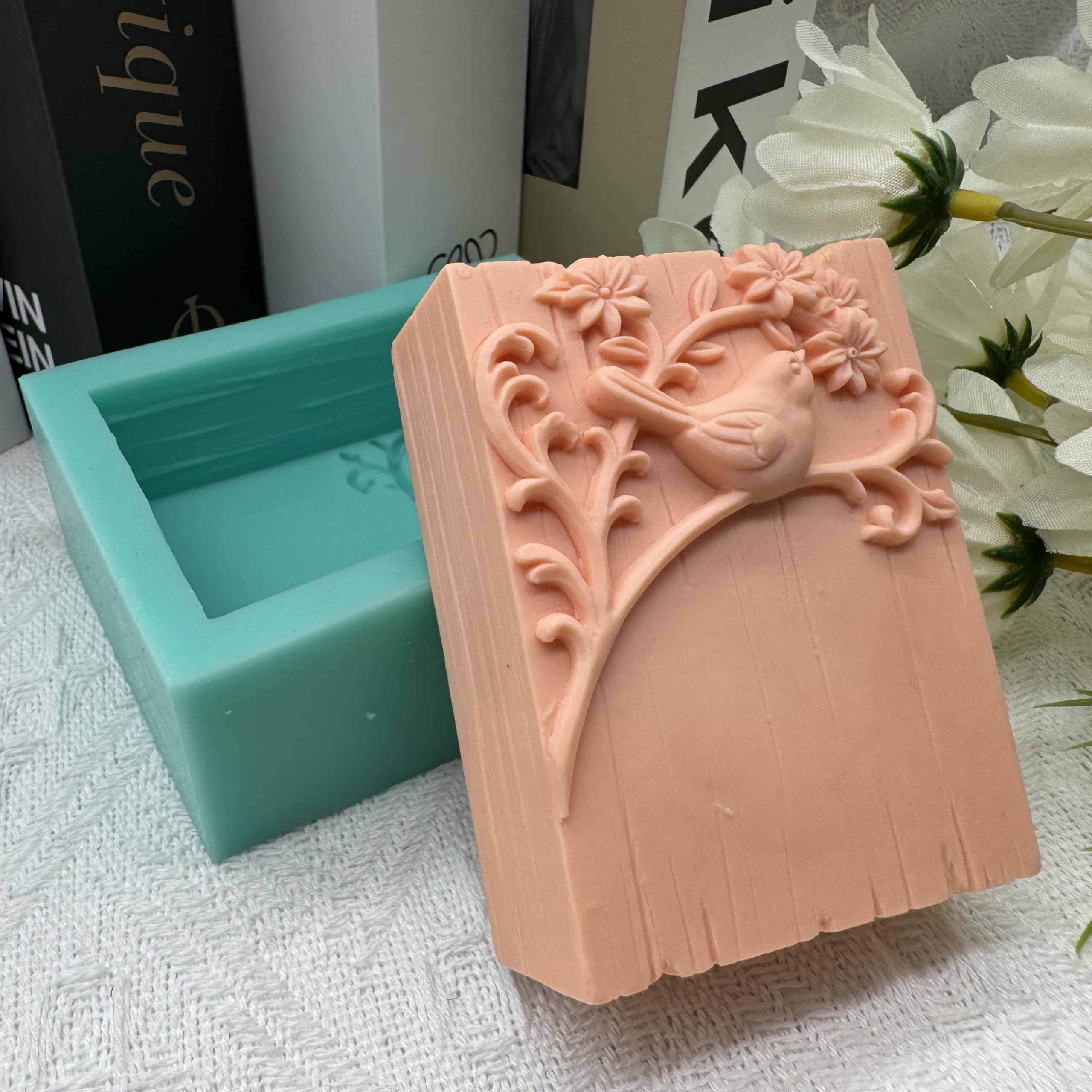GreatMold 3D Bird Silicone Soap Mold Set - Rectangle Tree Design for DIY Soap Making, Candle Wax Melts & Cake Baking - Perfect for Handmade Crafts, Cold Process Soap & Home Decor Gifts