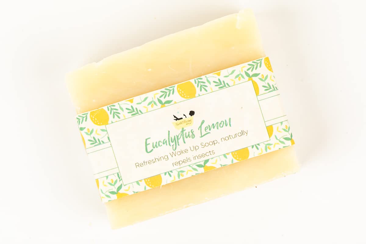 Natural Eucalyptus Lemon Soap Bar - Refreshing & Antibacterial Handmade Soap for Shower, Bath & Gift - Organic Essential Oils for Skin Care & Aromatherapy