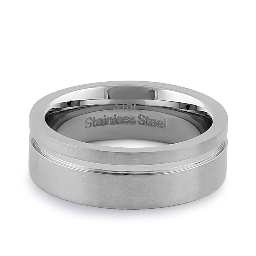 7mm Brushed Stainless Steel Men's Wedding Band - Durable & Stylish Ring for Men, Perfect for Engagement, Anniversary, and Everyday Wear