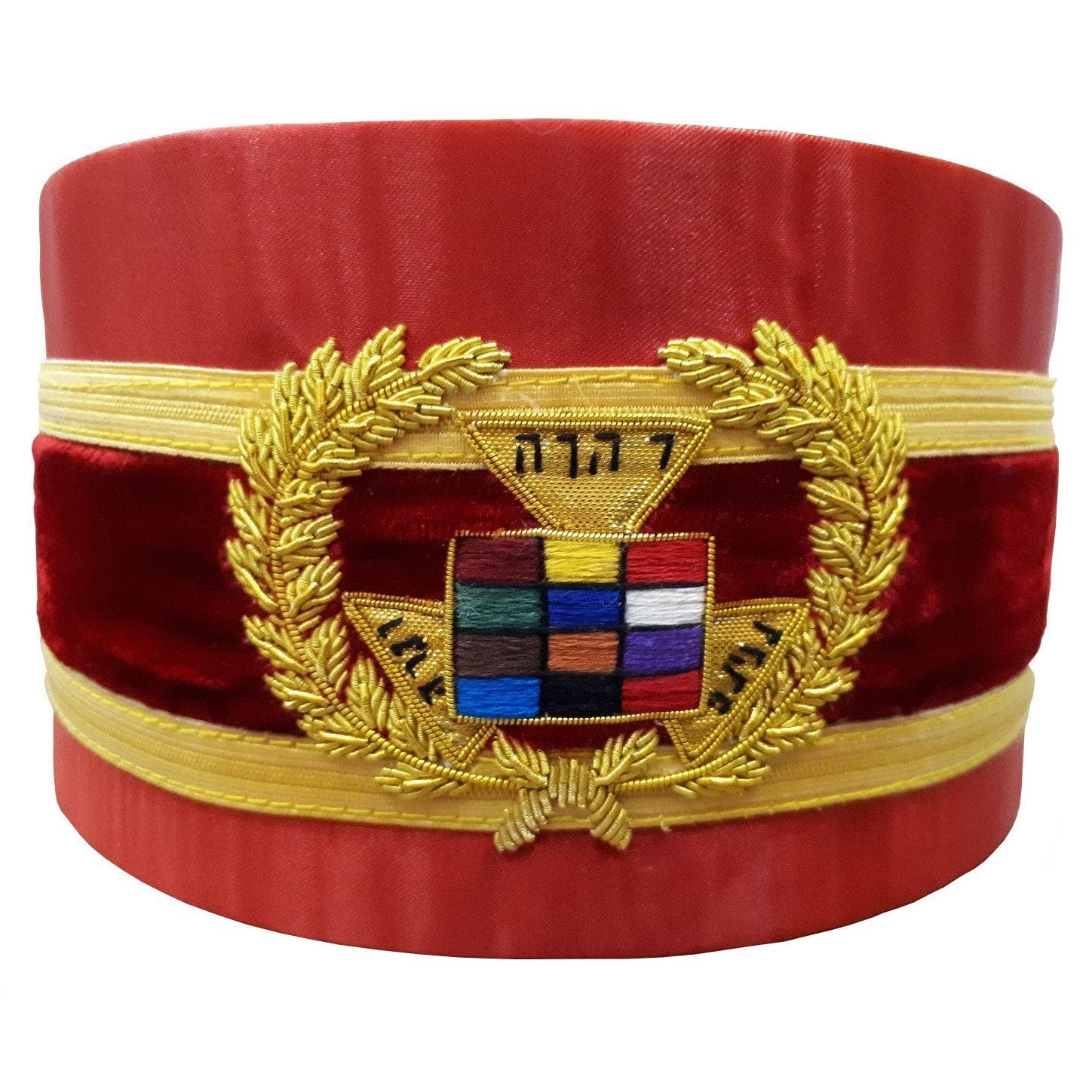 Royal Arch Grand Past High Priest Embroidered Red Cap - Premium Bullion Detail for Masonic Ceremonies & Events