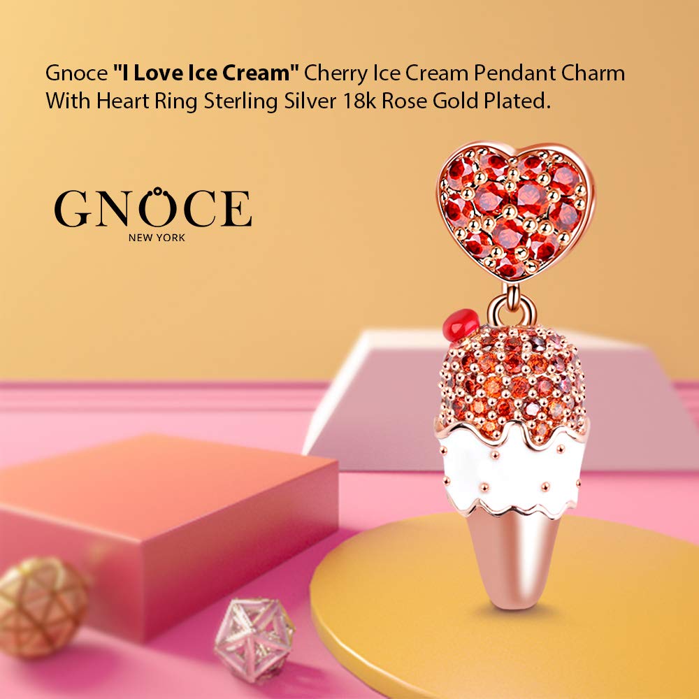 GNOCE Cherry Ice Cream Pendant Charms - Sterling Silver & Gold Plated 