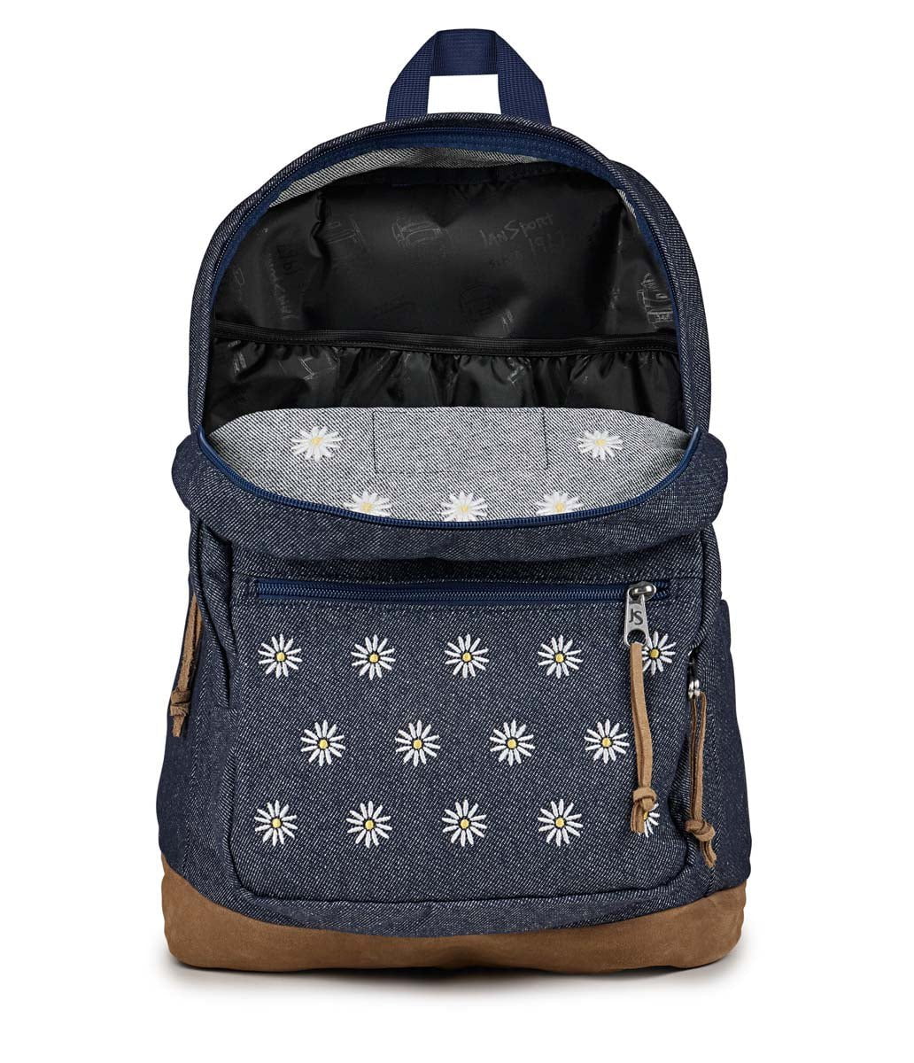 JanSport Right Pack Expressions Embroidered Denim Dark Backpack - Stylish School & Travel Laptop Bag for Students & Professionals