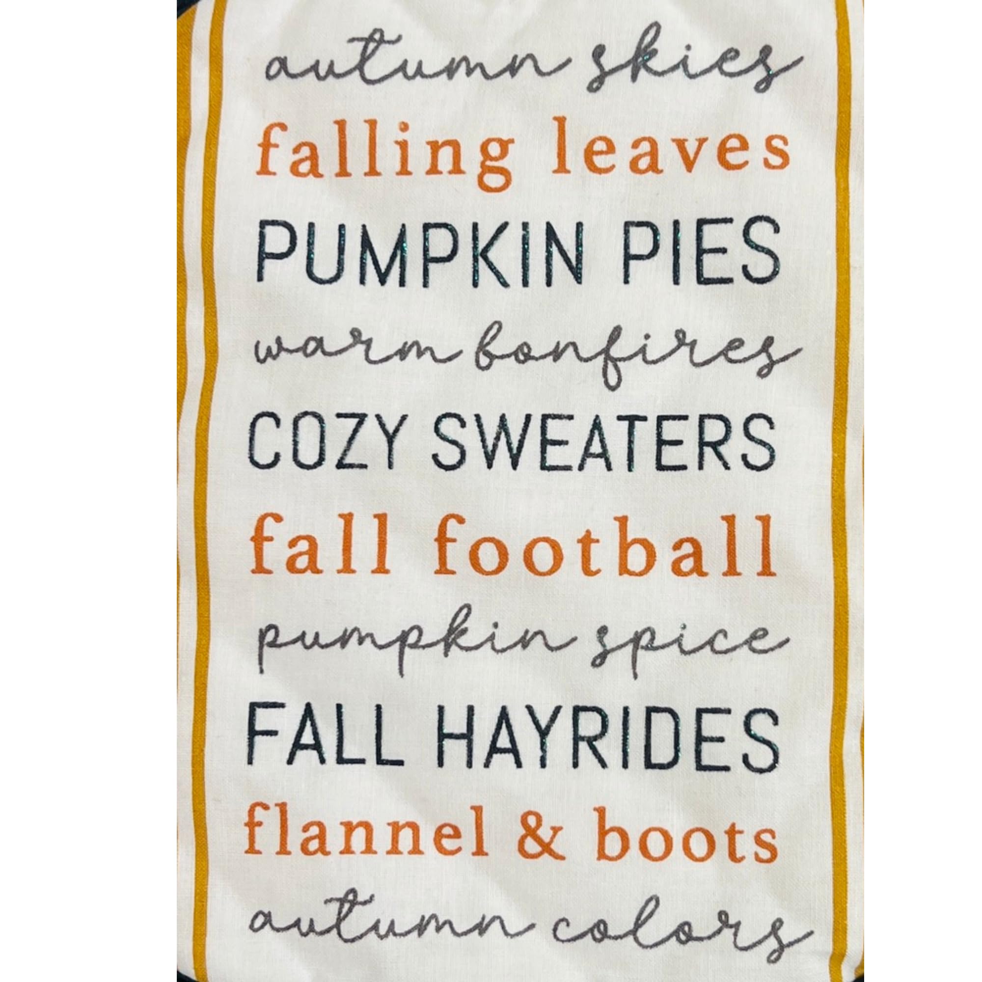 Fun Fall Decor Kitchen Towels and Pot Holder Set - Golden Yellow Stripes Football Family Theme for Thanksgiving, Autumn Cooking & Cozy Home Decor