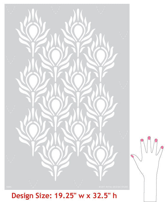 Peacock Feather Wall Stencil - Reusable DIY Home Decor Template for Painting, Murals & Accent Walls - Perfect for Bedrooms, Living Rooms & Nursery Decor
