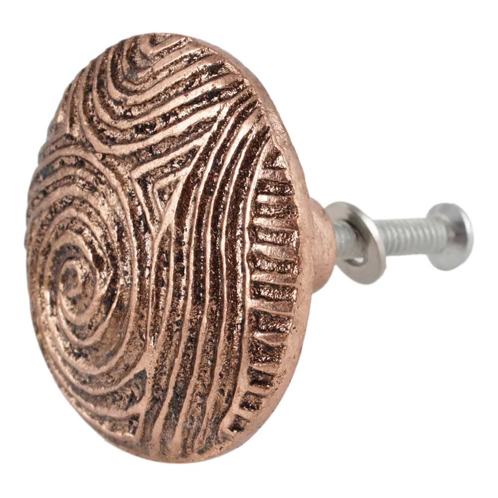 8-Piece Round Wave Copper Drawer Knobs - Kitchen Cabinet & Nursery Hardware for Home Decor