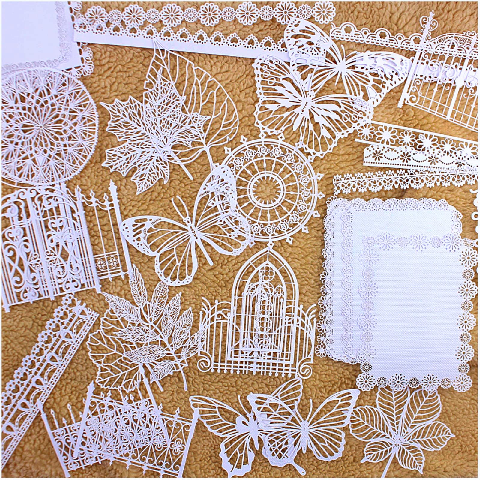 Vintage Scrapbook Paper Lace - 40 Pcs Decorative Cutouts for DIY Scrapbooking, Junk Journaling, Card Making & Craft Album Embellishments - Perfect for Memory Books, Wedding Invitations, and Planner Decorations