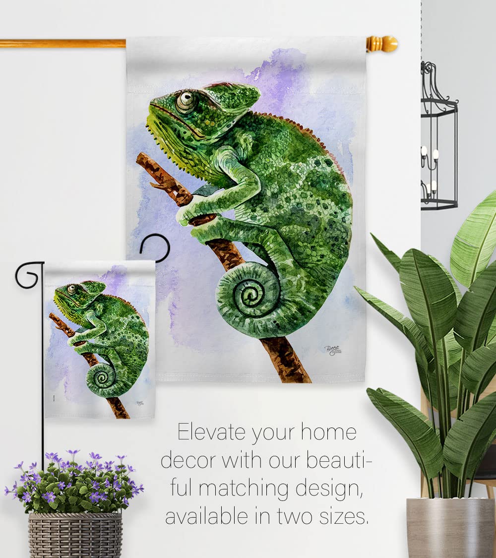 Chameleon Garden Flag Set with Stand - Outdoor Yard Decor for Home