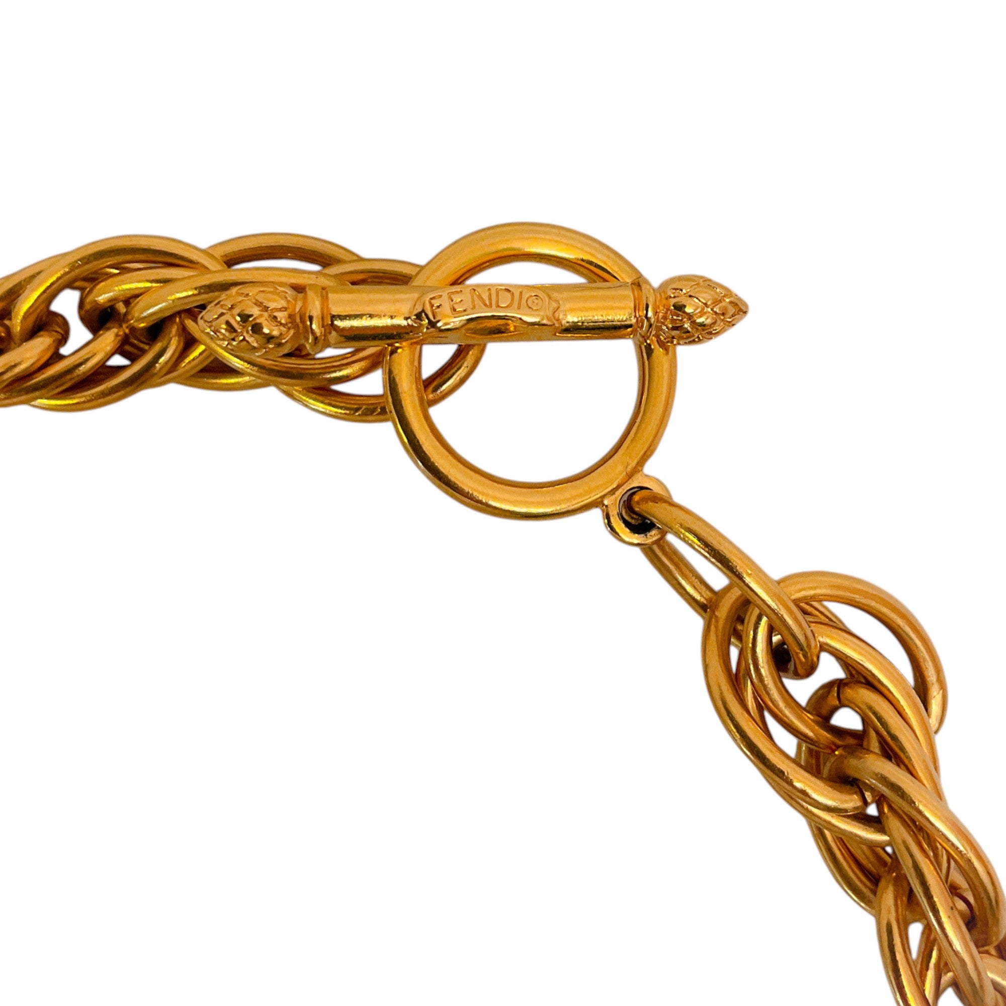Fendi Vintage Gold Plated Charm Necklace for Women - Luxury Italian Designer Jewelry Gift for Birthday, Anniversary & Special Occasions