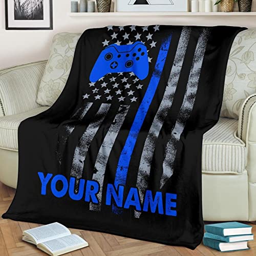 Personalized Gaming Blanket for Boys & Gamers - Soft Throw Blanket in Queen, Twin, 30x40, 50x60, 60x80 Inches - Perfect for Gaming Rooms, Bedrooms & Cozy Movie Nights