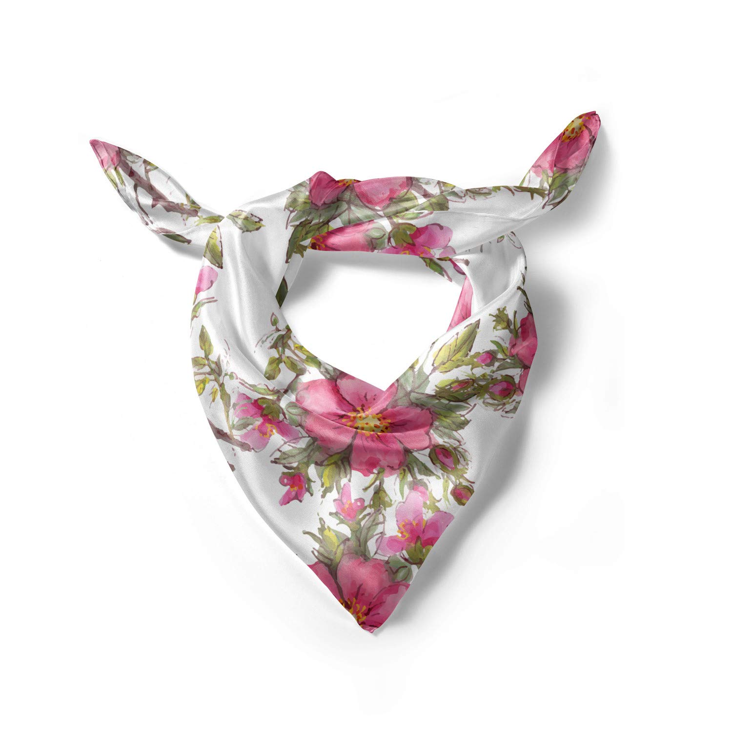 Ambesonne Floral Headscarf - Dog Rose Garden Print Hijab Scarf for Women, Lightweight & Breathable - Perfect for Daily Wear, Church, Mosque, and Special Occasions