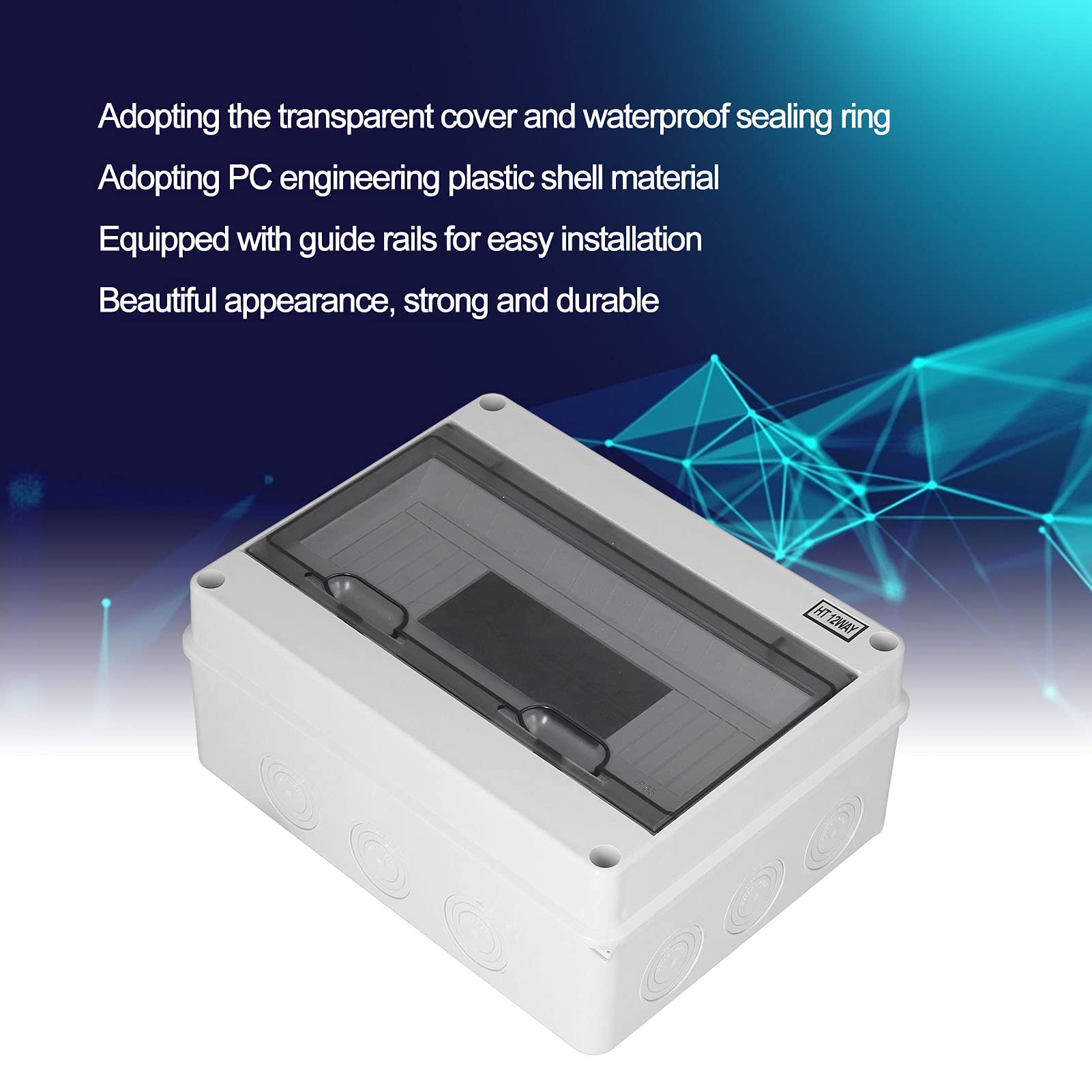 12-Way Circuit Breaker Box - Transparent Waterproof Electrical Junction Box with Sealing Ring, Easy Installation & High Insulation | Ideal for Outdoor, Garage & Industrial Wiring Projects