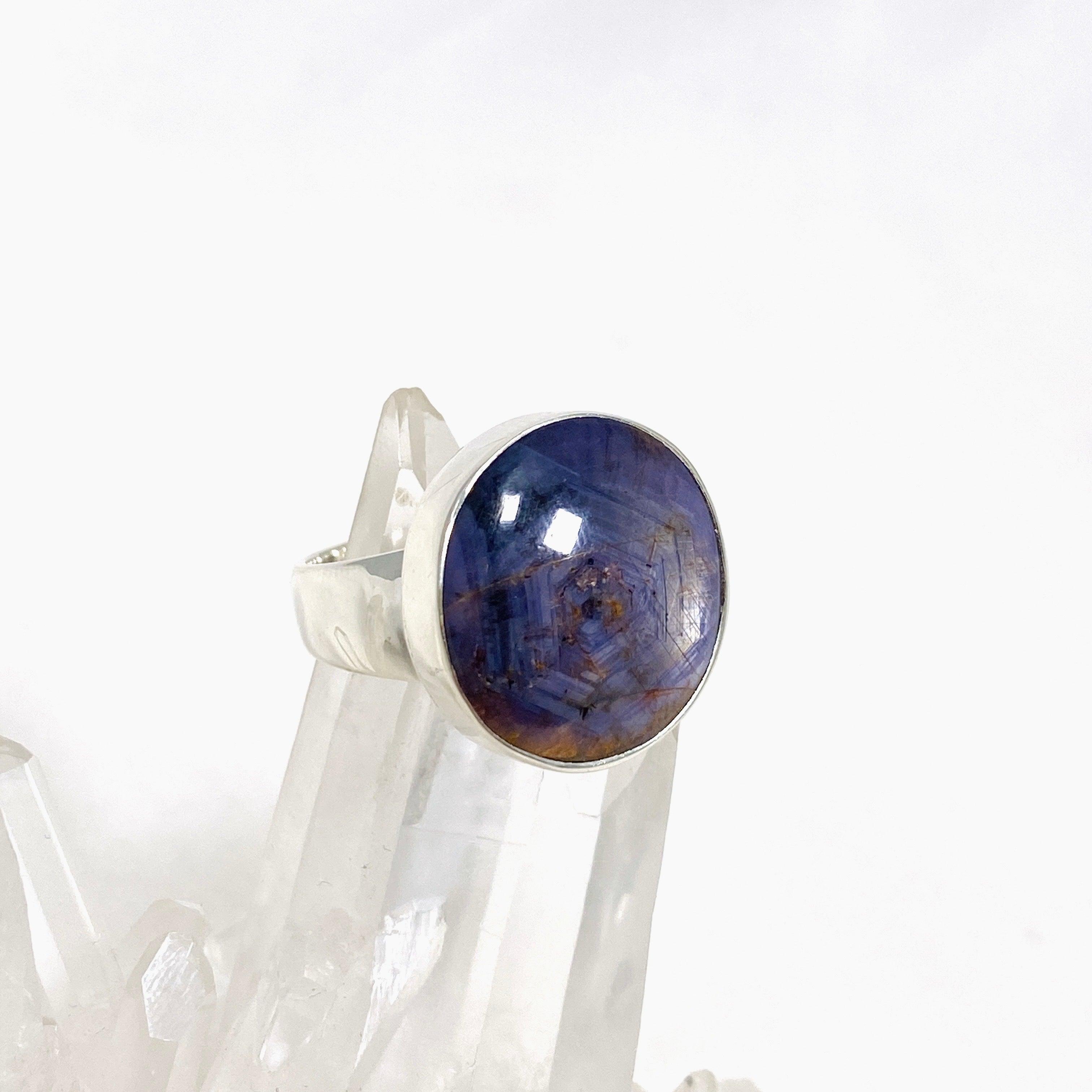 Sapphire Round Ring Size 8 KRGJ3177 - Elegant Blue Gemstone Jewelry for Women, Perfect for Engagement, Wedding & Anniversary Gifts