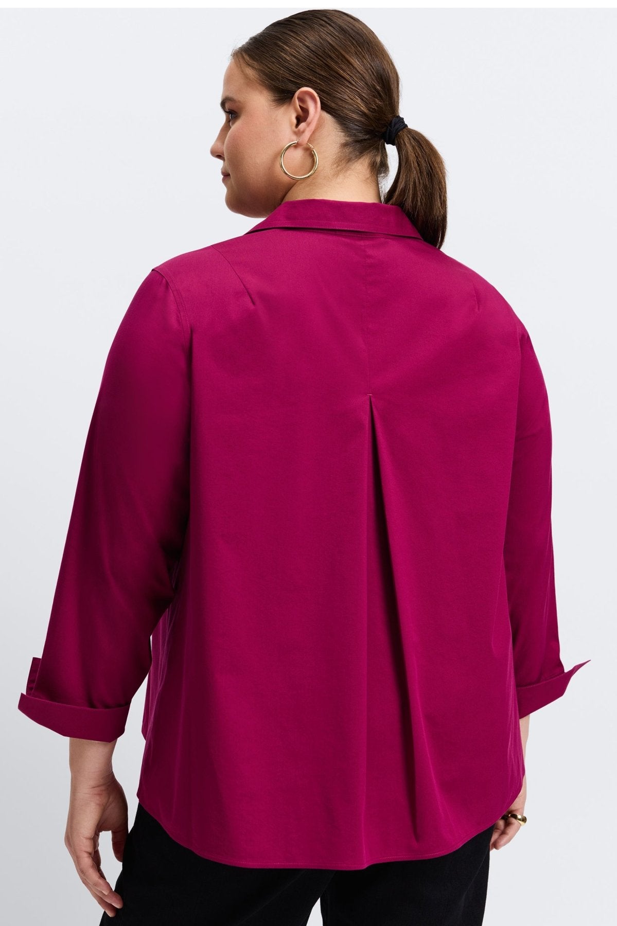 Agnes Plus Wrinkle-Free Stretch Long Sleeve Popover Shirt for Women | Comfortable Office & Casual Wear | Easy Care Business & Travel Shirt