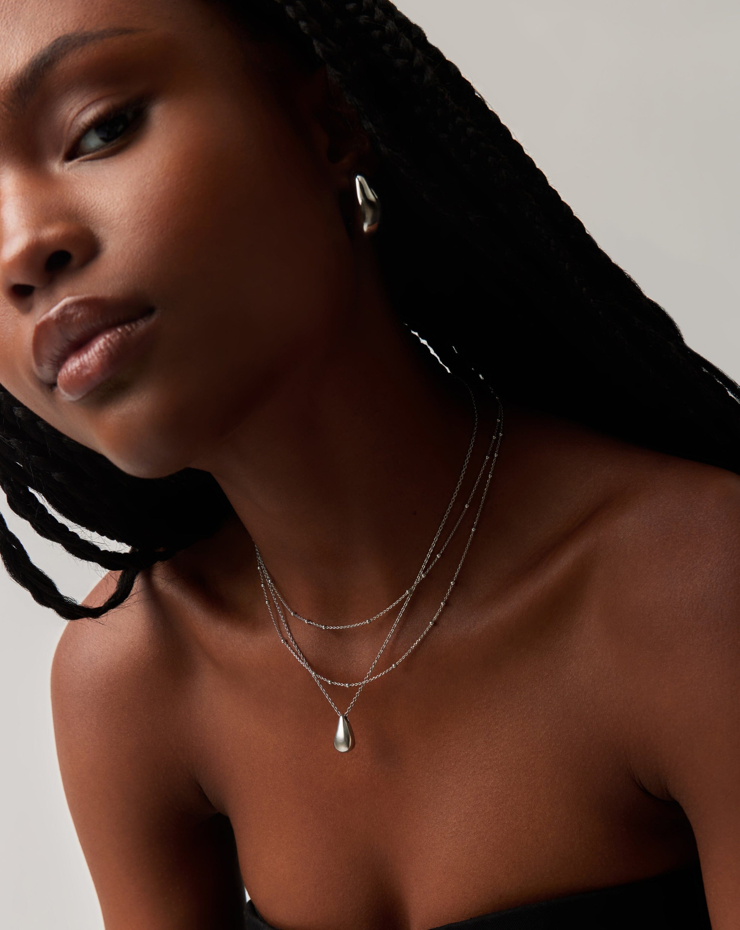 Savi Droplet Pendant & Double Necklace Set - Sterling Silver Jewelry for Women | Elegant Layered Necklace for Date Night, Wedding & Special Occasions