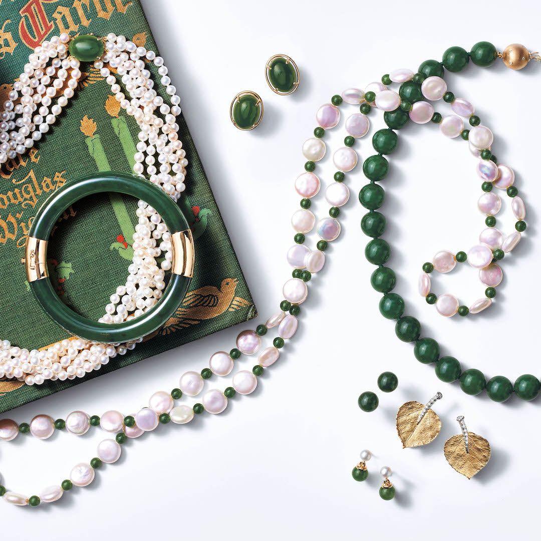 Elegant Coin Pearl & Green Nephrite Jade Rope Necklace - Handmade Jewelry for Women, Gift for Her | Perfect for Weddings, Parties & Special Occasions