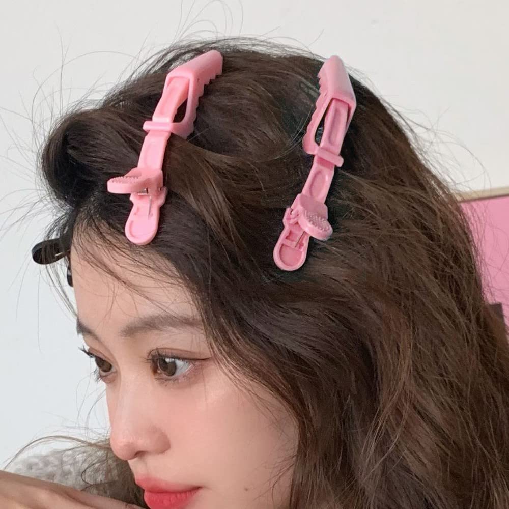 ZEVONDA 10Pcs Professional Hair Sectioning Clips - Non-Slip Grip Crocodile Hair Barrettes for Women & Girls, Wide Teeth Styling Clips (Pink) - Perfect for Salon, Home Hair Styling, Braiding & DIY Haircuts