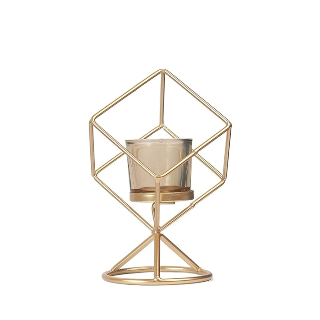 UNNS Nordic Wrought Iron Geometric Candle Holder - Decorative Candelabra Stand for Tabletop, Dinner Party, Living Room, Kitchen & Dining Room Decor - Elegant Candlestick Holder for Romantic Ambiance & Home Decor (Color: Black)