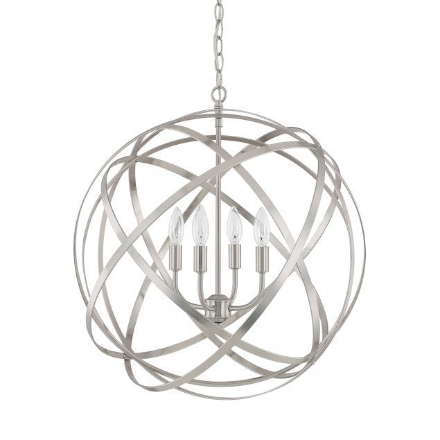 Modern Skai Chandelier in Brushed Nickel Finish - Elegant Ceiling Light Fixture for Dining Room, Bedroom, or Living Room Decor