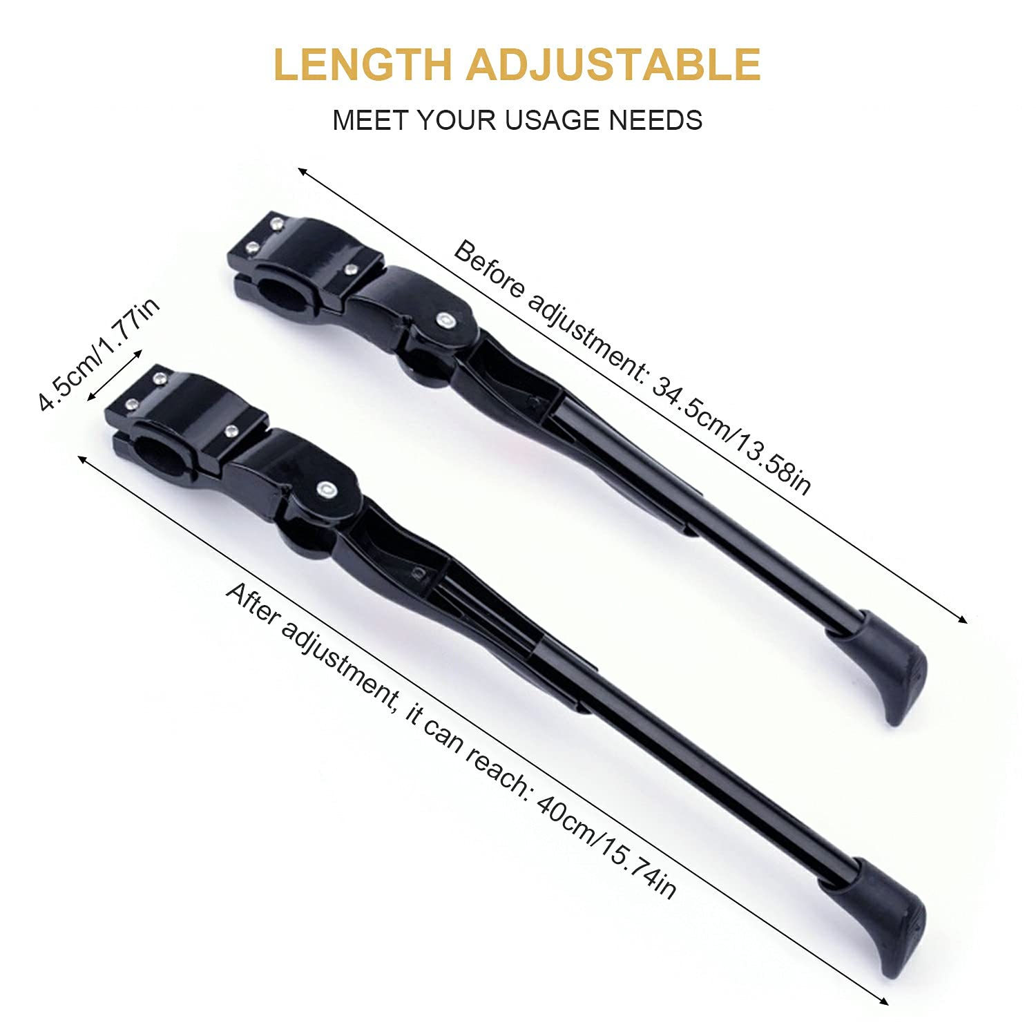 Adjustable Aluminum Bike Kickstand with Concealed Spring - Universal Side Support for 22