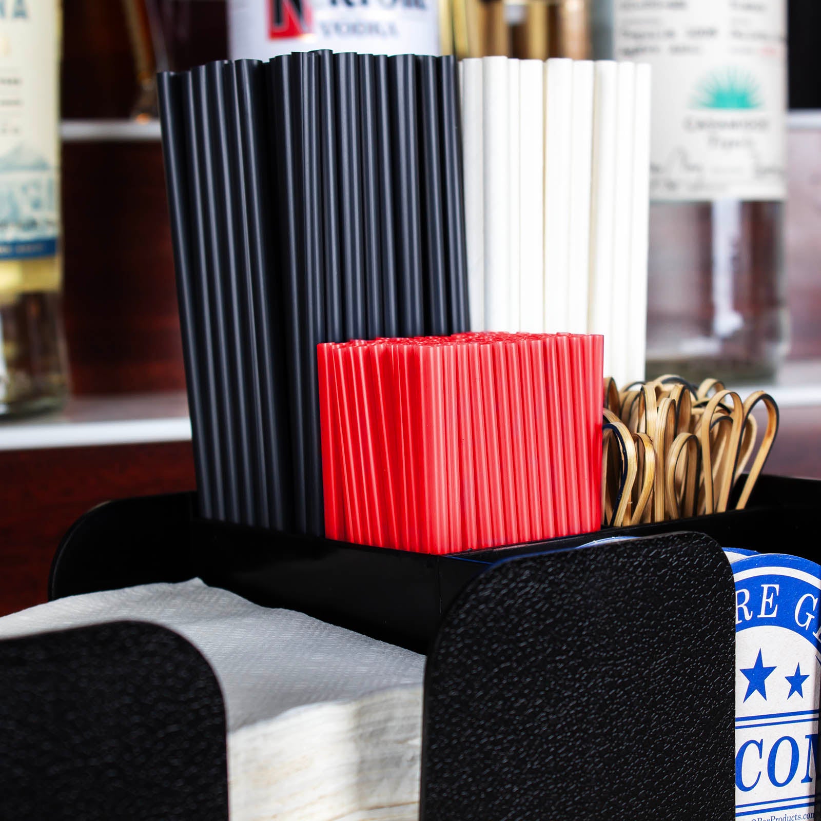 BarConic® 6 Compartment Bar Caddy - Black | Organize Bottles, Glasses & Bar Tools | Perfect for Home Bars, Parties & Restaurants