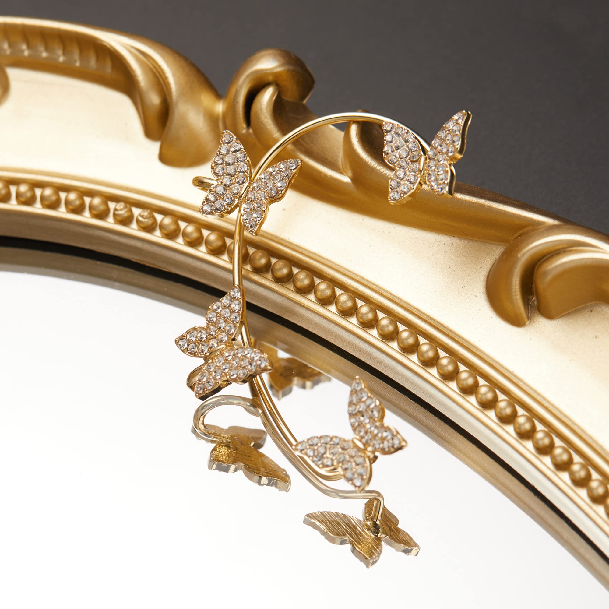 2PCS Zircon Butterfly Ear Cuff Earrings - Rhinestone Non-Pierced Wrap Around Ear Clips for Women & Teen Girls - Perfect for Parties, Weddings & Everyday Wear