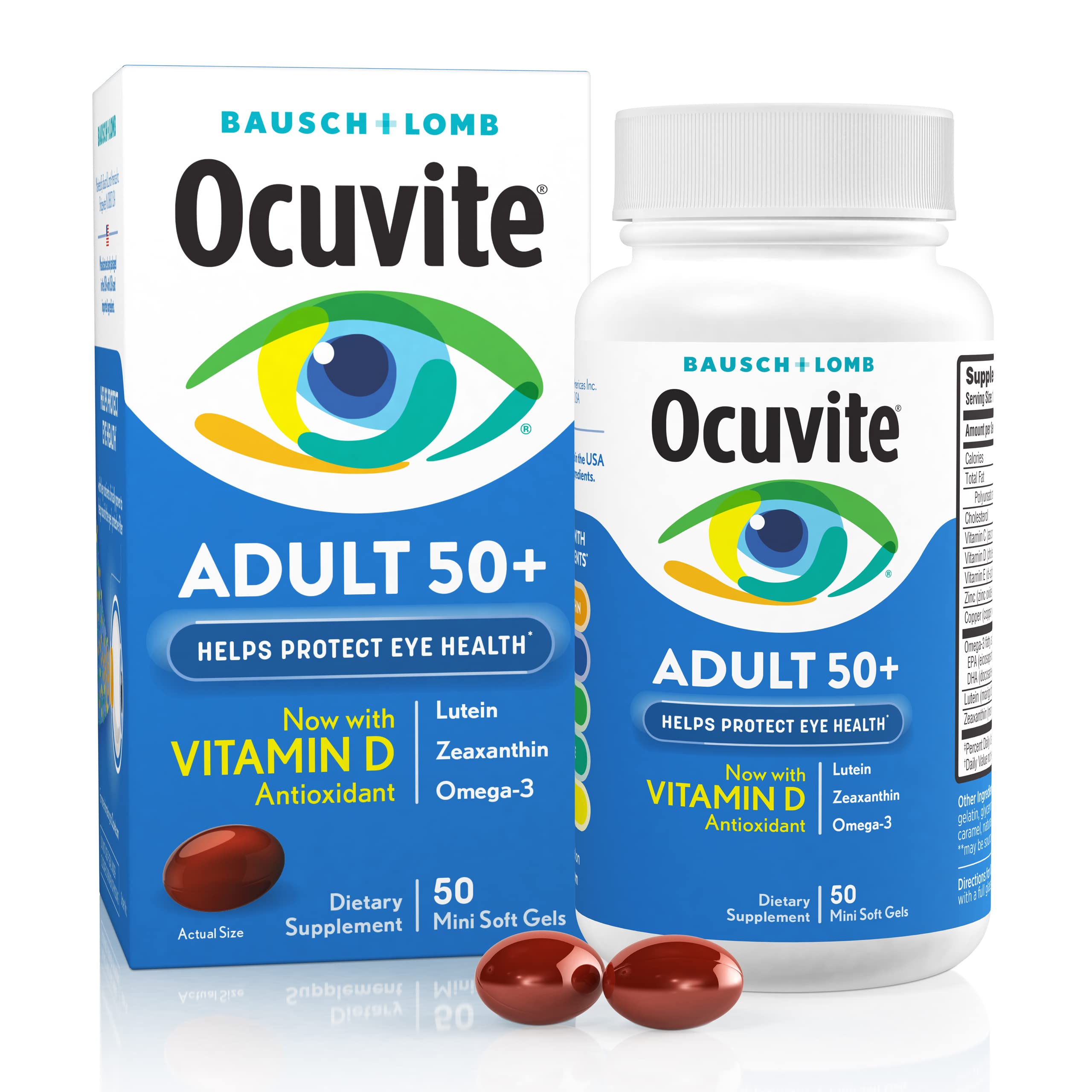 Ocuvite Adult 50+ Eye Vitamins with Lutein, Zeaxanthin & Omega-3 - 50 Count (Pack of 10) - Supports Vision Health & Eye Care for Seniors - Perfect for Daily Eye Protection & Screen Time Relief