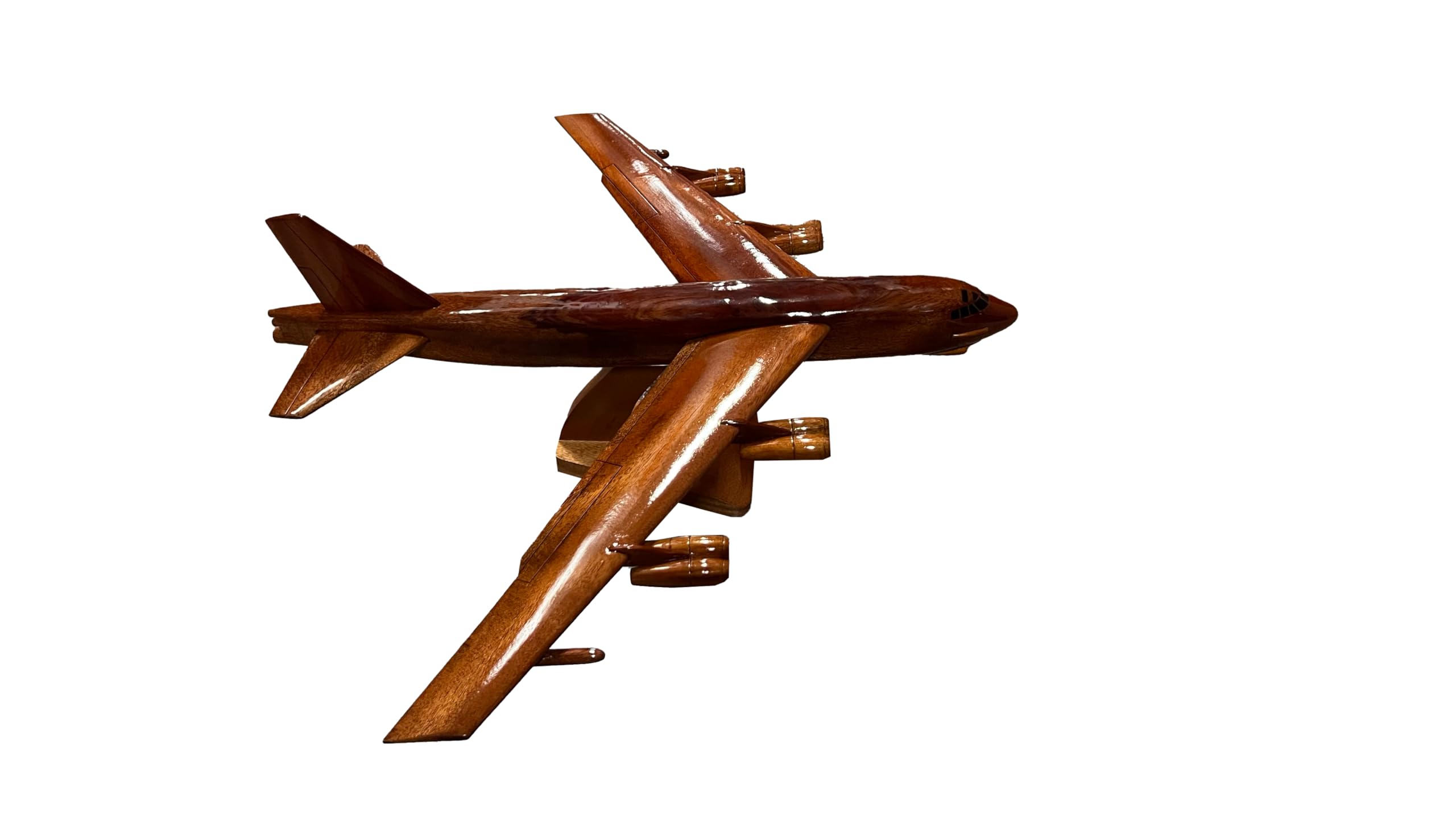 B52 Stratofortress Mahogany Wood Desktop Airplane Model - Handcrafted Military Aircraft Display for Office Decor, Aviation Enthusiast Gift & Home Decoration