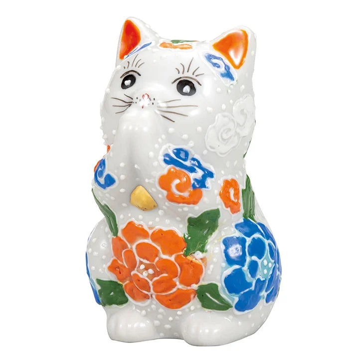Authentic Kutani Yaki Japanese Maneki Neko (Beckoning Cat) Figurine - White Lucky Cat Statue for Home & Office Decor | Brings Good Fortune & Prosperity