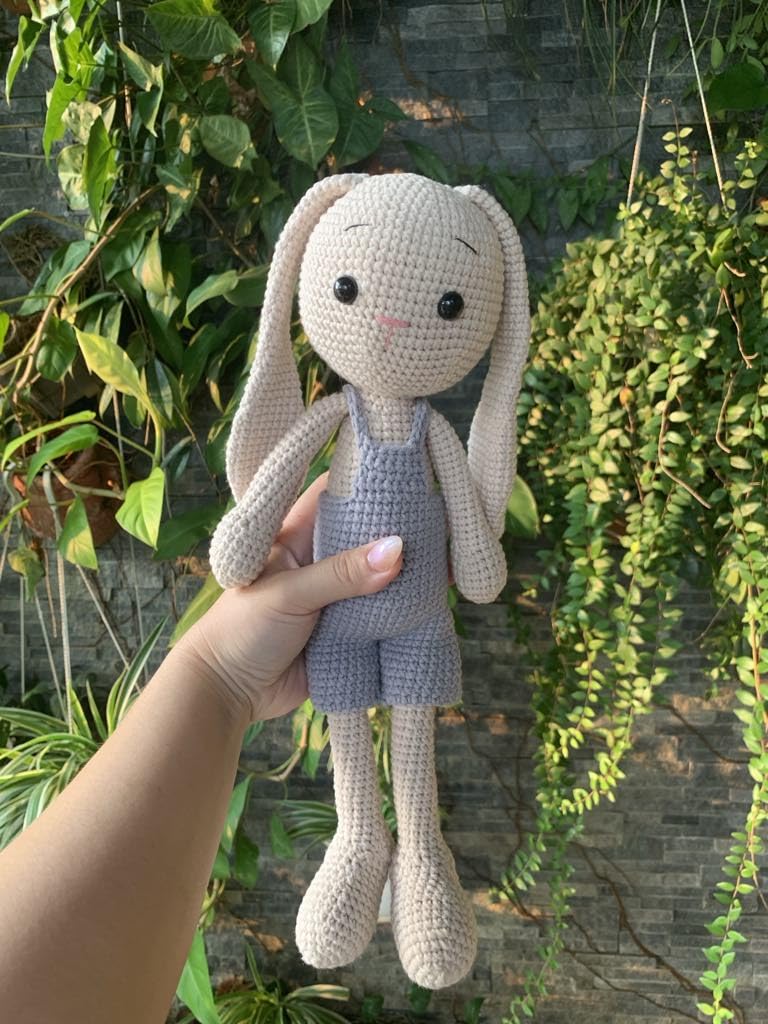Handmade Blue Bunny Boy Crochet Plush Doll - Soft Amigurumi Stuffed Animal Toy for Babies & Toddlers | Perfect Baby Shower Gift, Nursery Decor, Easter Present & Cuddly Companion for Kids