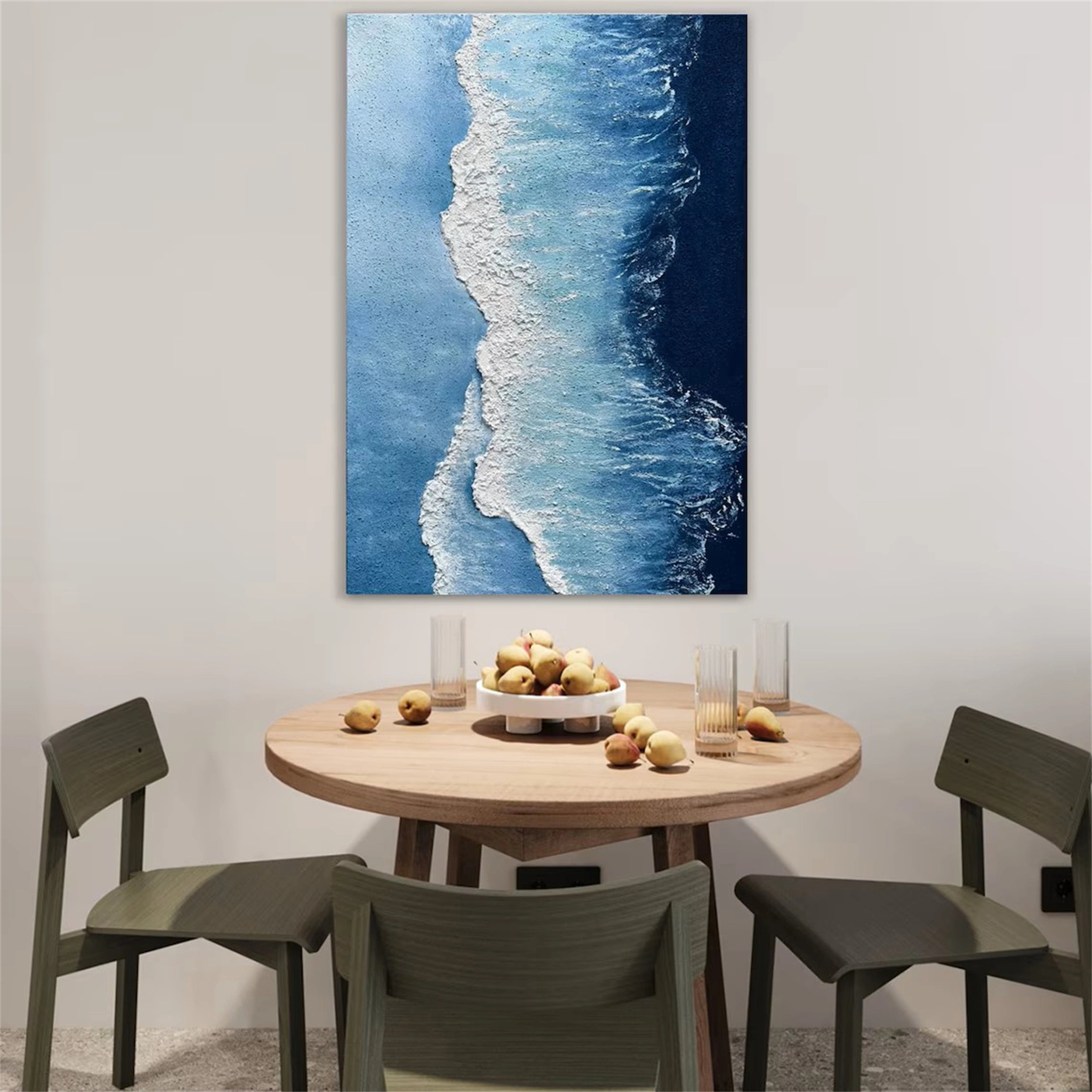 Ocean and Sky Painting #OS 063 - Handmade Canvas Wall Art for Home & Office Decor - Perfect for Living Room, Bedroom, or Office Wall Decoration