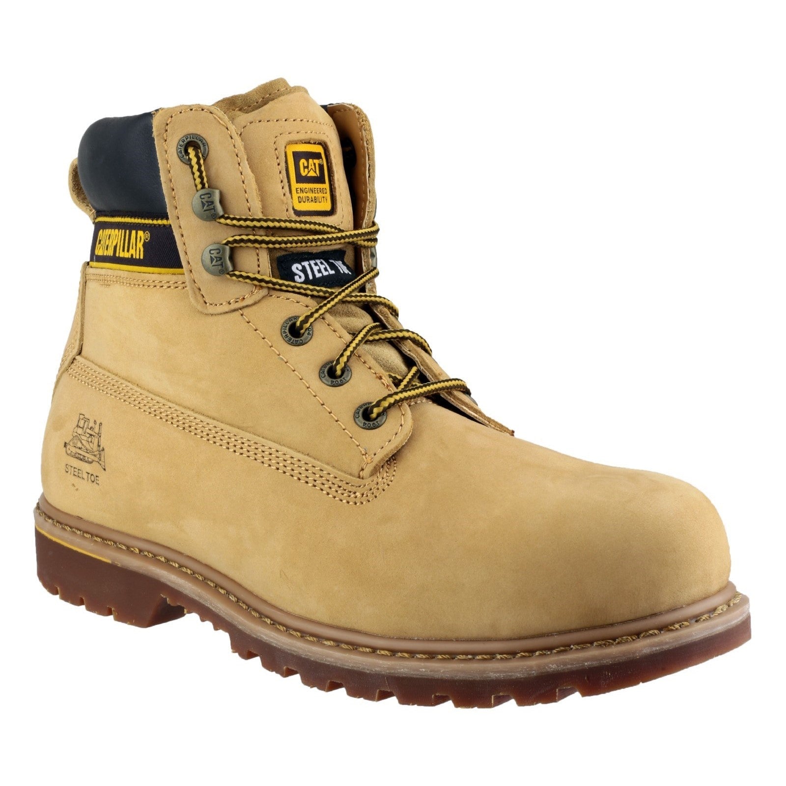 Caterpillar Holton S3 Steel Toe Safety Work Boots for Men - OSHA Compliant, Slip & Water Resistant - Ideal for Construction, Warehouse & Industrial Work