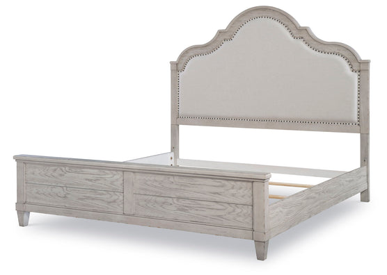Belhaven Upholstered Panel Bed Frame - Queen Size Pearl Silver Upholstery - Modern Luxury Bedroom Furniture for Master Bedroom or Guest Room