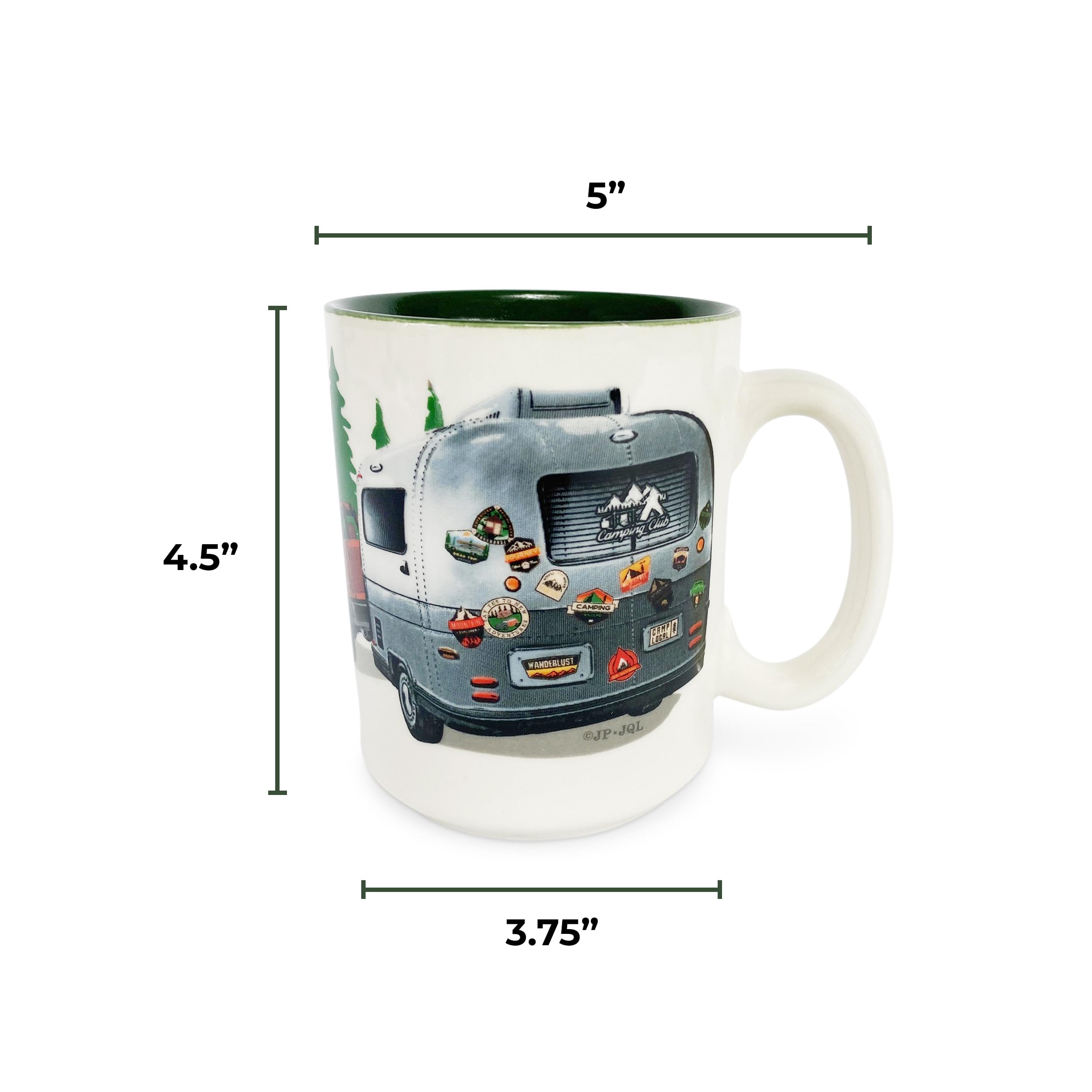 Rivers Edge Products 16 Oz Ceramic Coffee Mug with Handle - Durable RV Trailer Travel Mug for Espresso, Latte & Tea - Perfect for Camping, Road Trips & Outdoor Adventures
