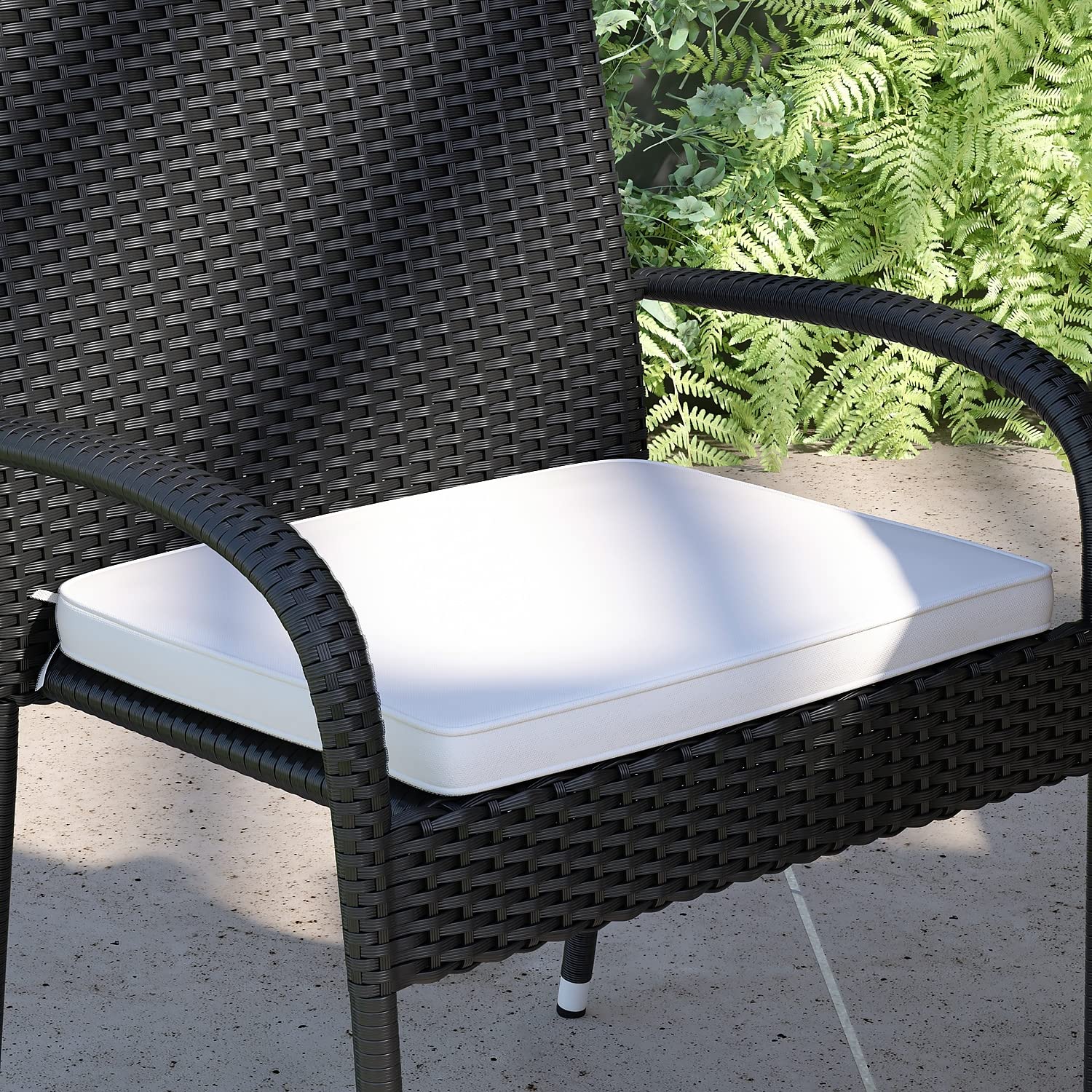 Flash Furniture McIntosh Wicker Patio Chair Cushion - All-Weather Cream Polyester Fabric - 11