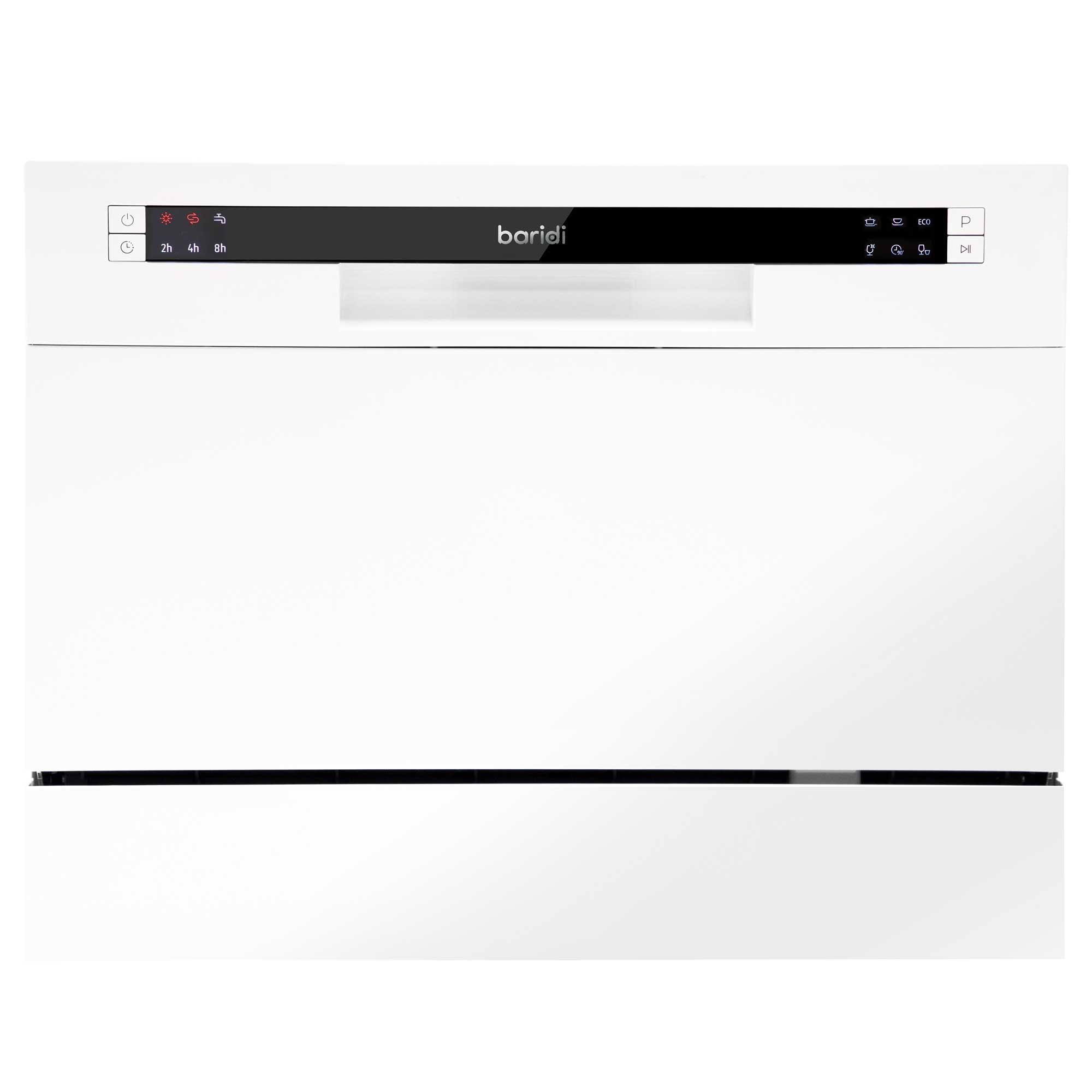 Baridi Compact Tabletop Dishwasher - 6 Place Settings, 6 Wash Programs, Ultra Quiet (42dB), 6.5L Capacity in Sleek White (Model DH83) | Perfect for Small Apartments, RVs, Dorms & Office Break Rooms