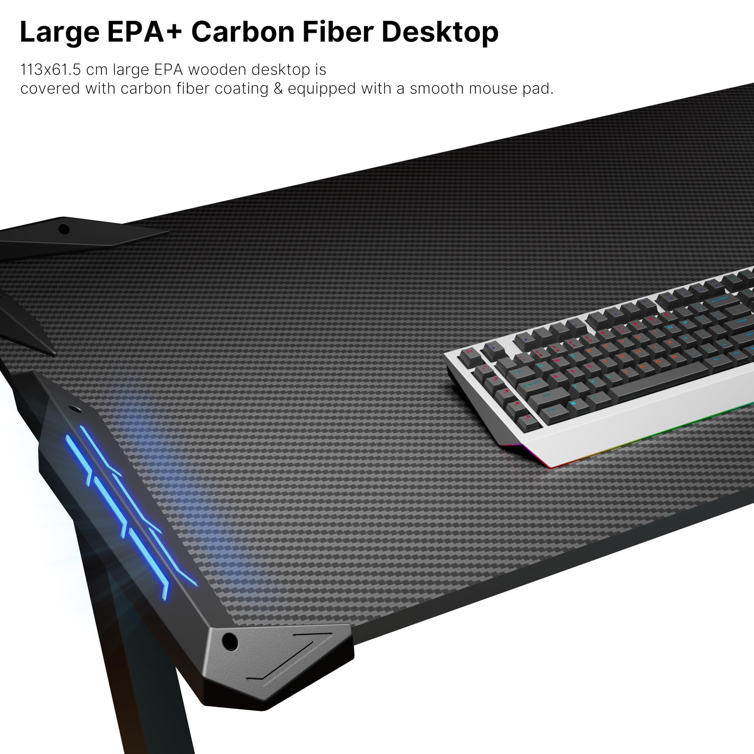 EUREKA ERGONOMIC Gaming Desk with LED Lights - 48 Inch RGB Computer Desk for Home Office, Small Gaming Table with Cable Management - Black | Perfect for PC Gaming Setup & Workstation
