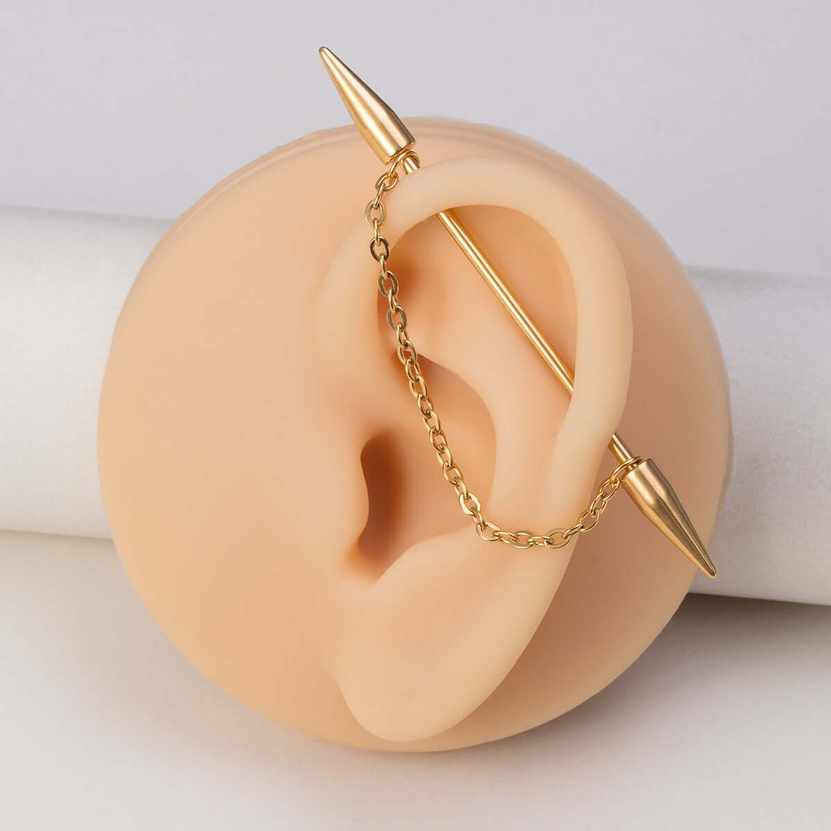 Industrial Barbell Ear Piercing Jewelry - 14G Surgical Steel Chain Ear Barbell | IN0029 | Perfect for Cartilage, Helix, and Industrial Piercings