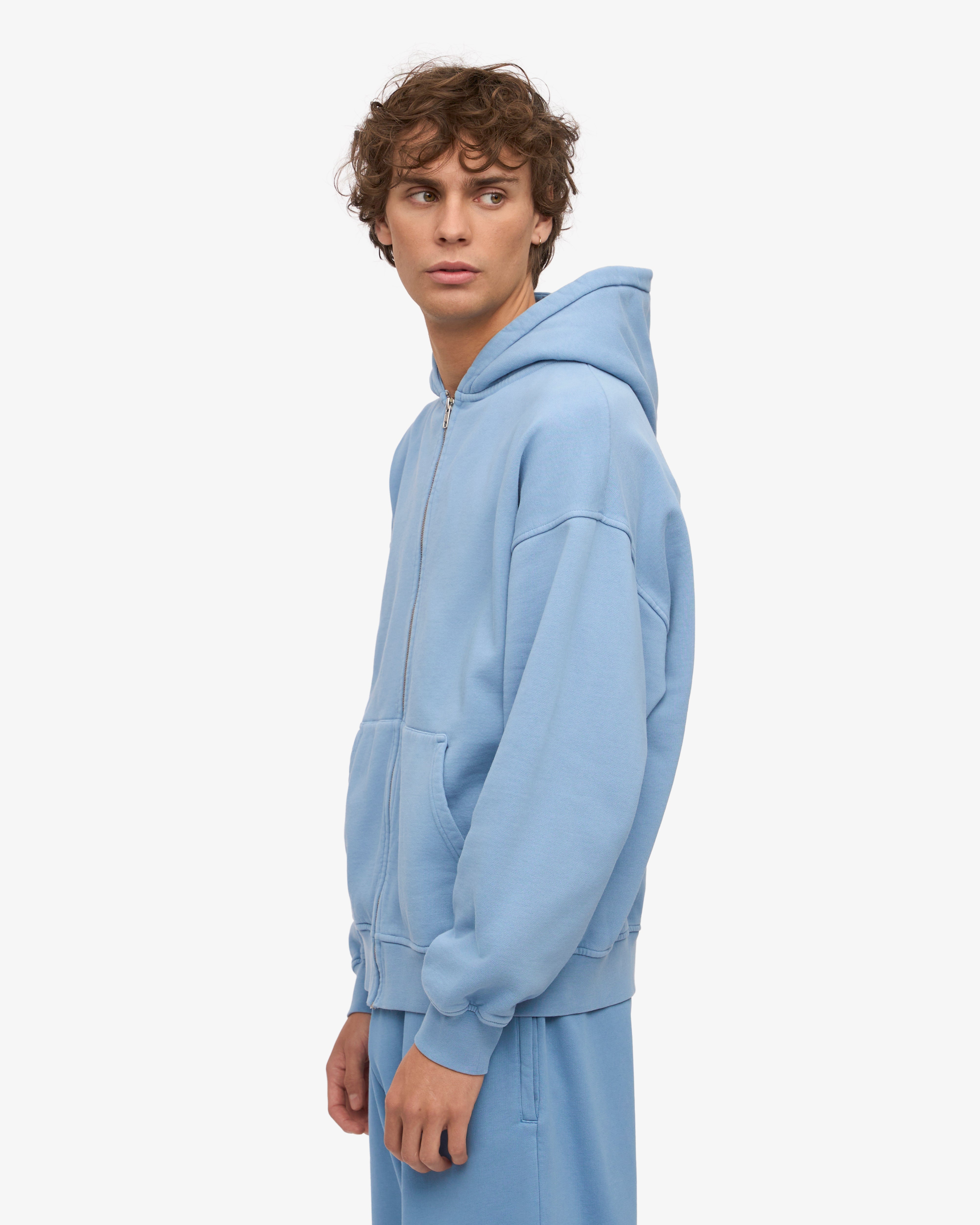 Organic Oversized Zip Hoodie for Women - Soft & Cozy Pullover Fleece Sweatshirt - Seaside Blue - Perfect for Casual Wear, Lounging & Outdoor Activities