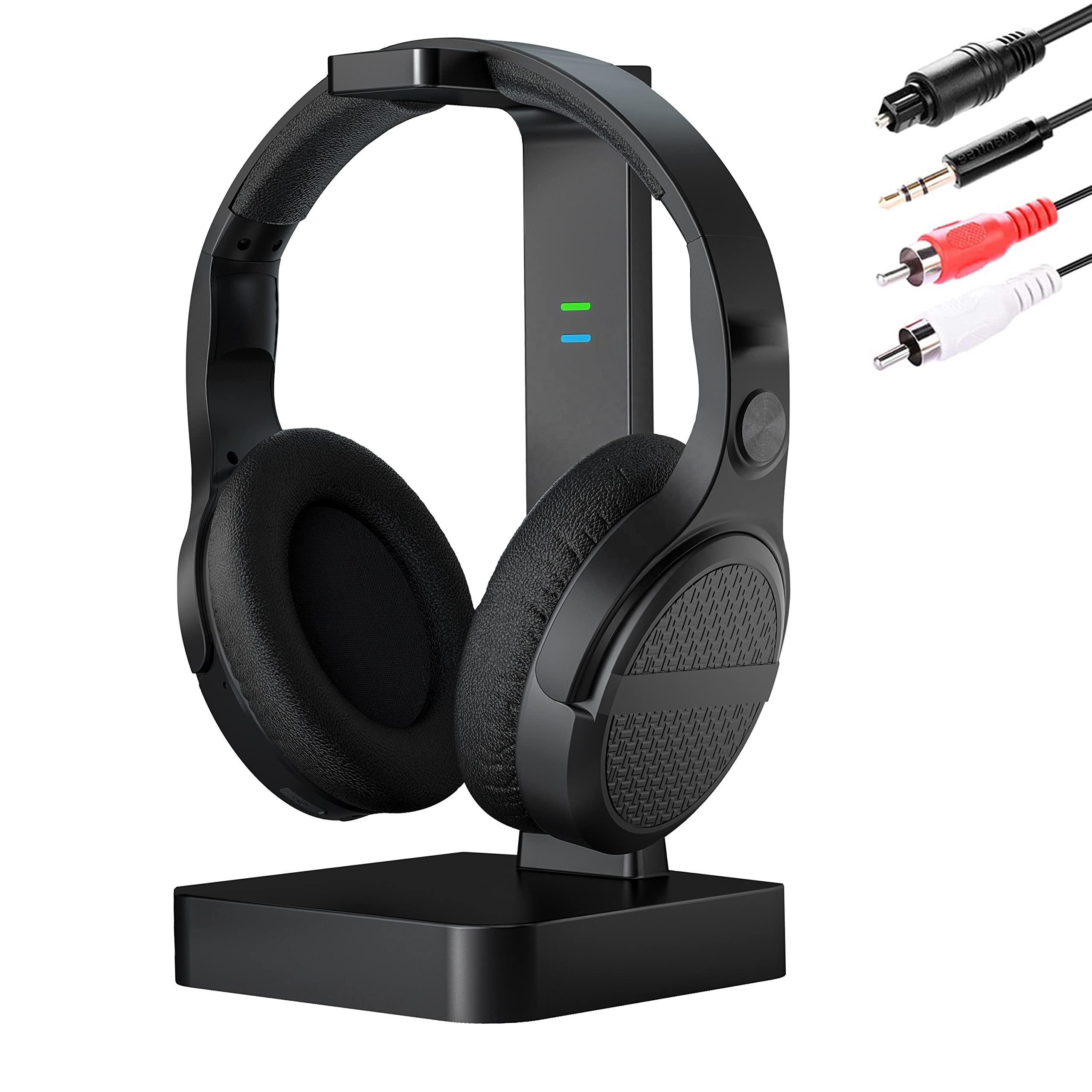 ANSTEN Wireless Over-Ear Headphones for TV Watching - 2.4GHz RF with Digital Optical/RCA Transmitter, 197ft Range, 3 Audio Modes, 10-Hour Playtime & Charging Dock - Perfect for Home Theater, Late-Night Viewing & Hearing Impaired Users