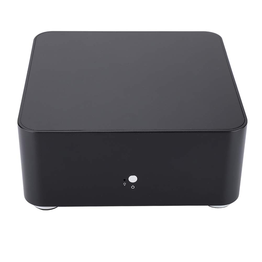 Compact Mini ITX Computer Case - Aluminum Alloy Chassis for ITX Motherboard (170x170mm) - Black with USB 2.0 - Perfect for Home Office, Gaming & HTPC Builds