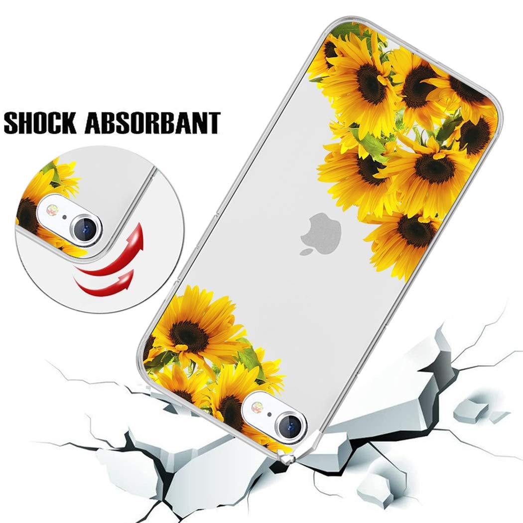 Cute Clear Slim Shockproof Sunflower TPU Phone Case for iPhone 5S/5/SE (2016) - Soft Protective Cover for Girls, Perfect for Everyday Use & Gifts