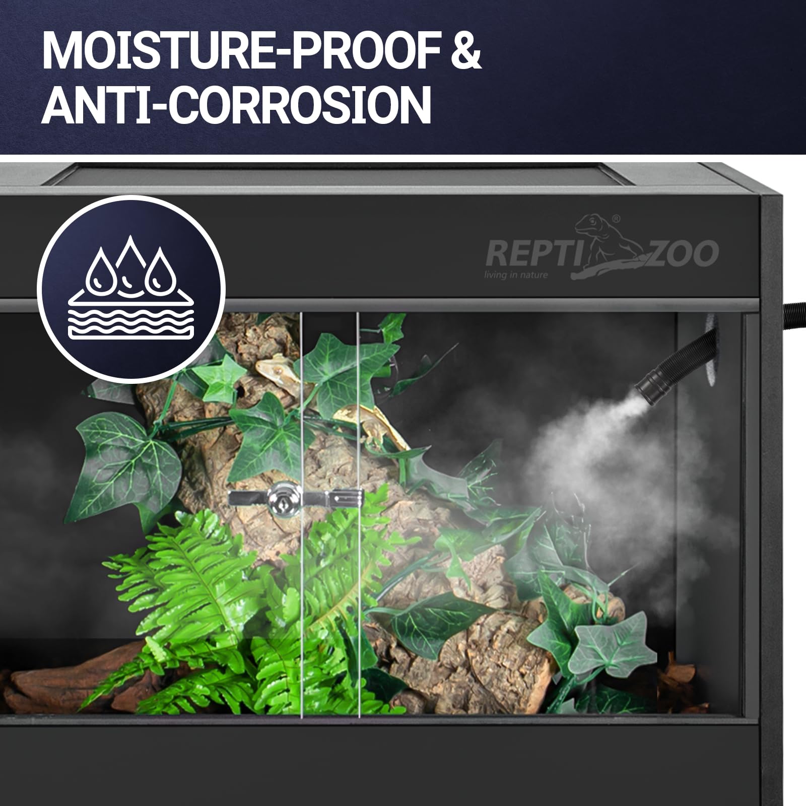 REPTI ZOO 34 Gallon PVC Reptile Terrarium Tank - 24x18x18 Inch Leopard Gecko Enclosure with Glass Sliding Door & Top Screen Ventilation - Ideal for Bearded Dragons, Hermit Crabs, Lizards & Small Reptiles - Perfect for Home, Classroom or Office Habitat Setup