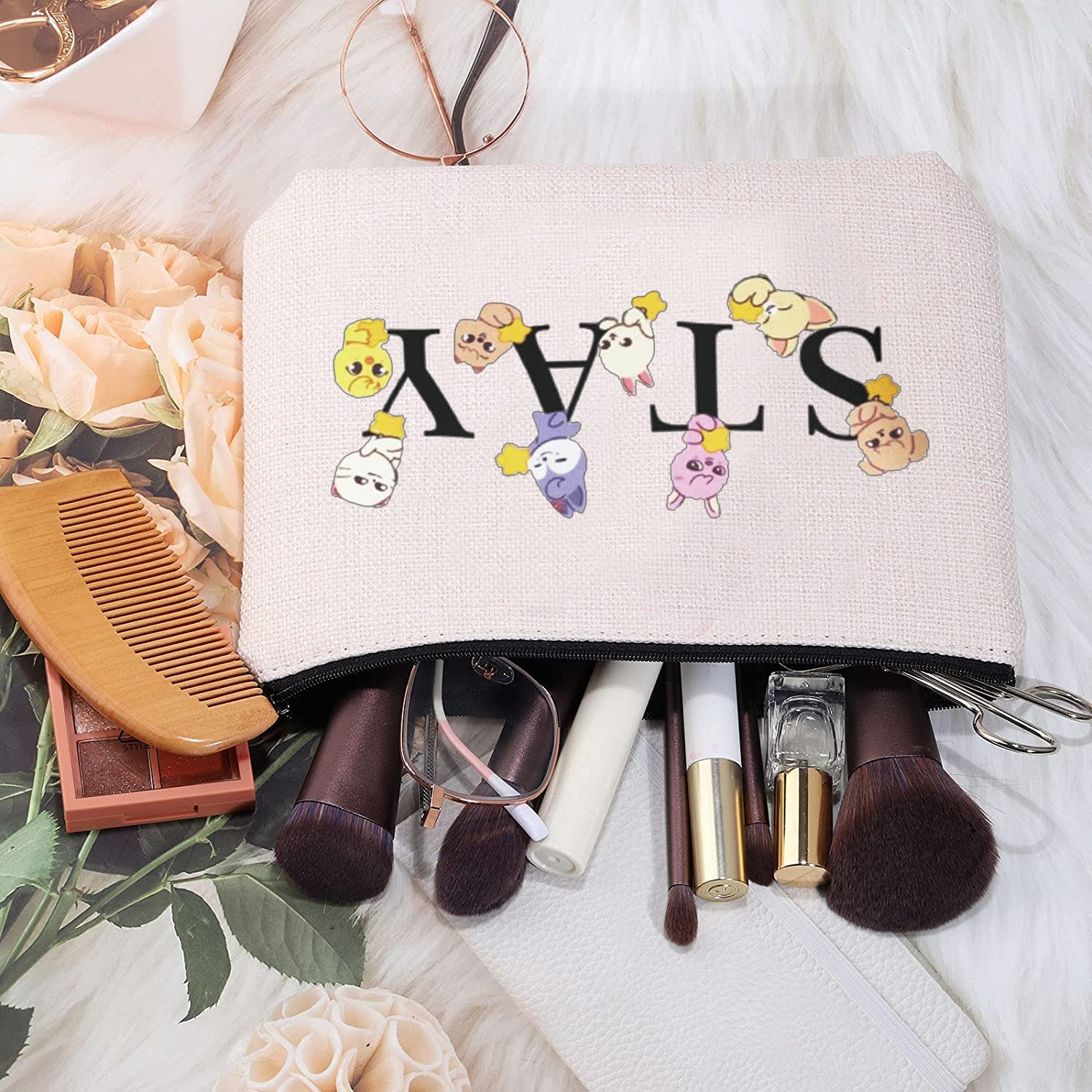 MYOSPARK SKZ K-POP Makeup Bag - Stray Kids Boy Group Merchandise for STAY Fans | Waterproof Cosmetic Pouch for Travel, Gym & Daily Use | Perfect Gift for K-POP Music Lovers (UK Stay Bag)