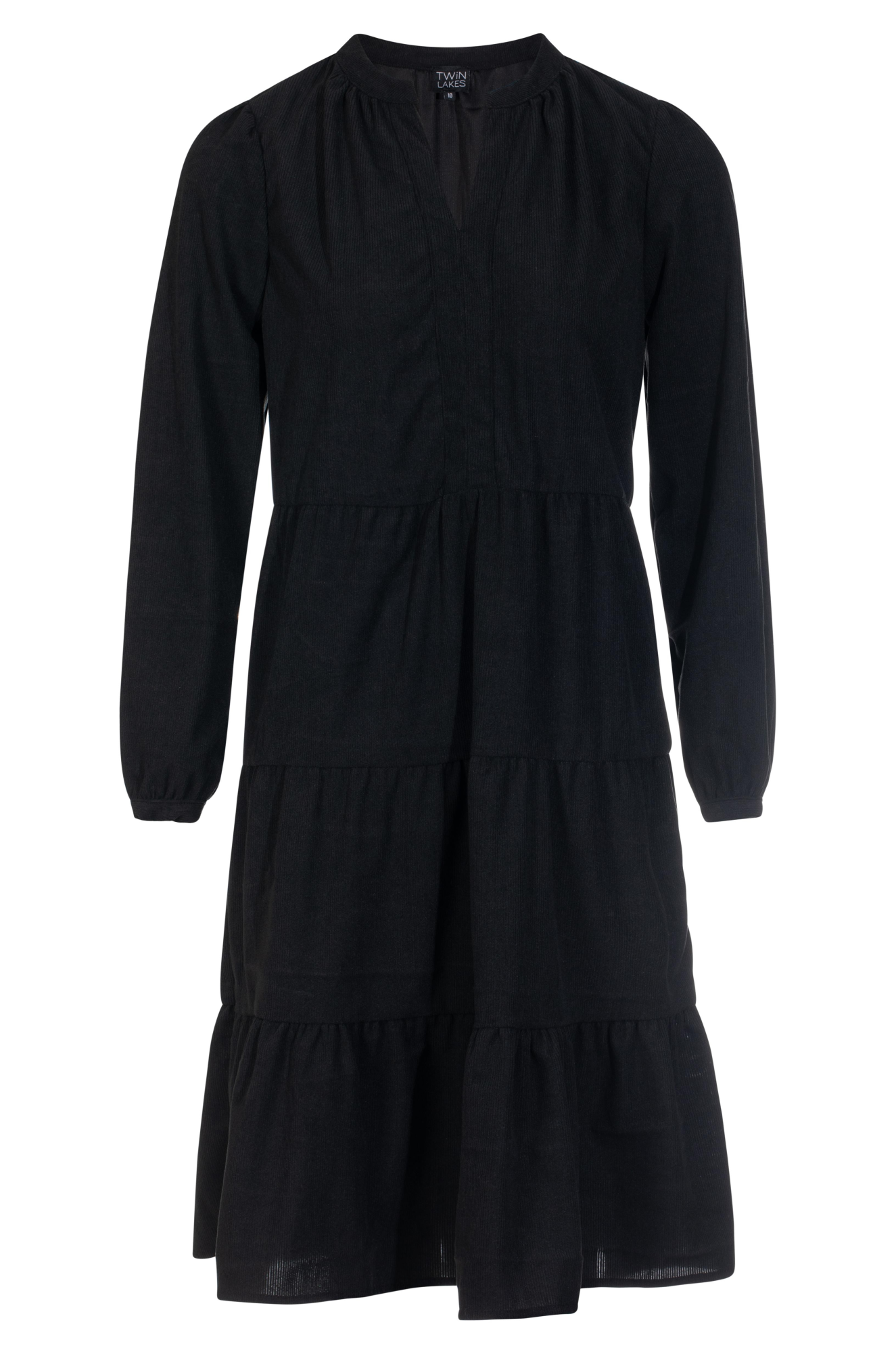 Poly Stretch Cord Dress in Black | Comfortable & Stylish Women's Dress for Casual Wear, Office, and Evening Outings