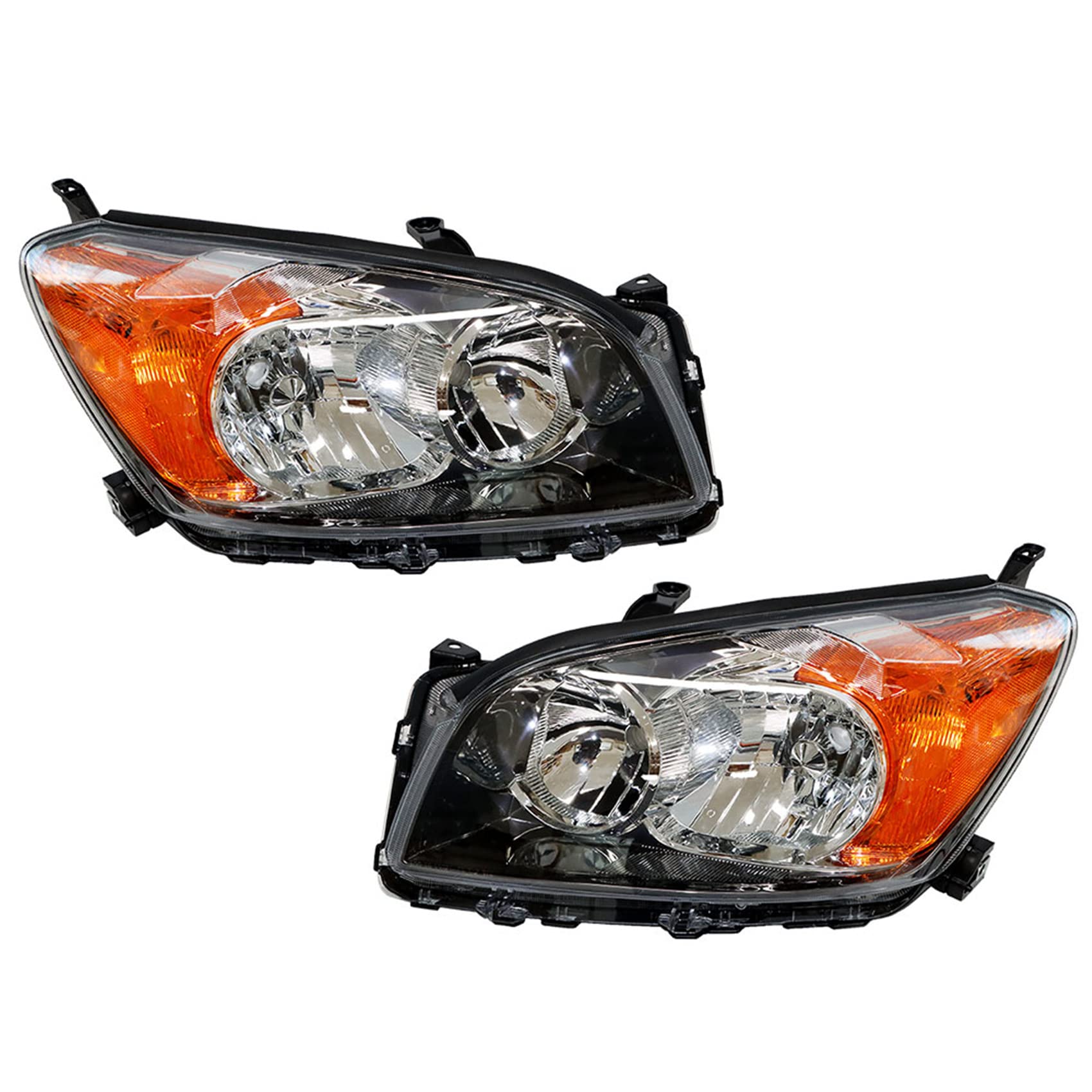 Toyota RAV4 2009-2012 Headlight Assembly Replacement - Black Projector Headlights Set for Driver & Passenger Side | Durable Aftermarket Headlights for Night Driving & Off-Road Adventures